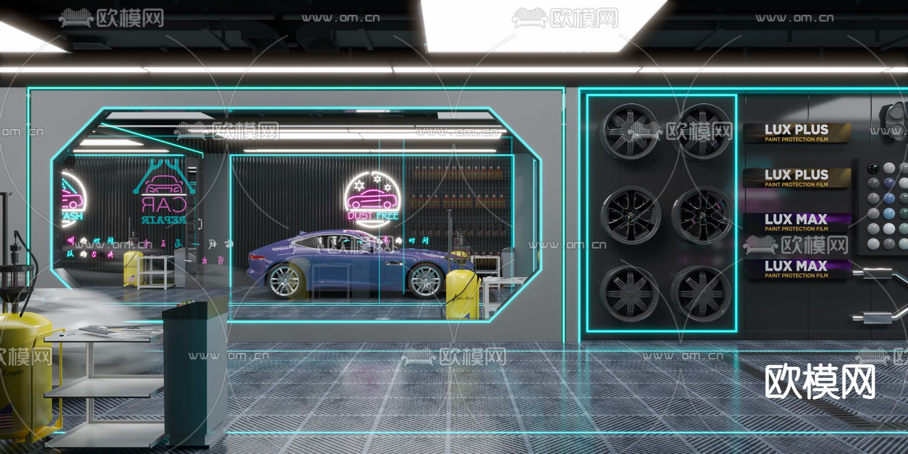 汽车养护中心 汽修店3d模型下载（渲染图2）