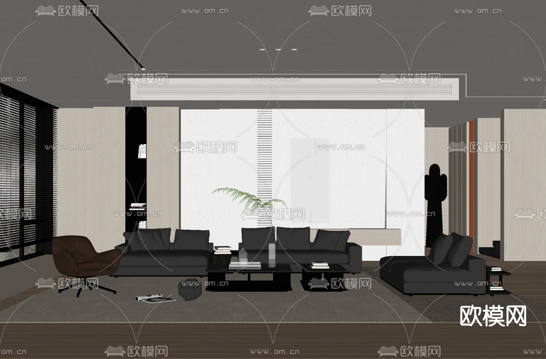 Poliform 现代客厅su模型下载（渲染图2）