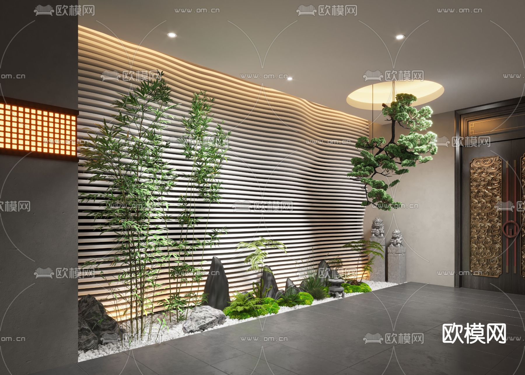 室内景观 假山石 景观小品3d模型下载_ID14071398_3dmax免费模型-欧模网