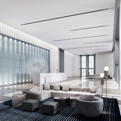  办公大堂 商务大堂su模型 