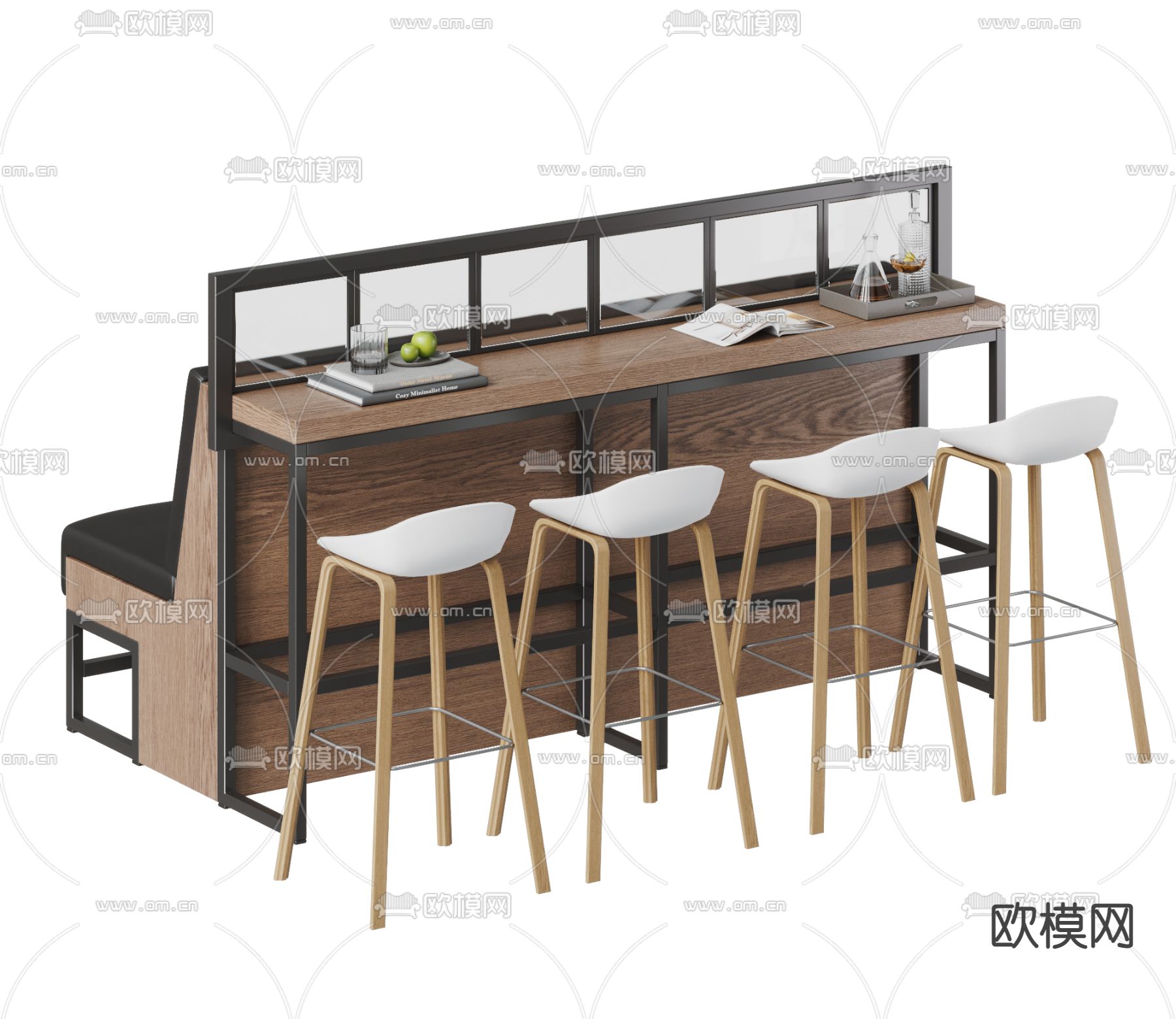 吧台 卡座3d模型下载（渲染图1）