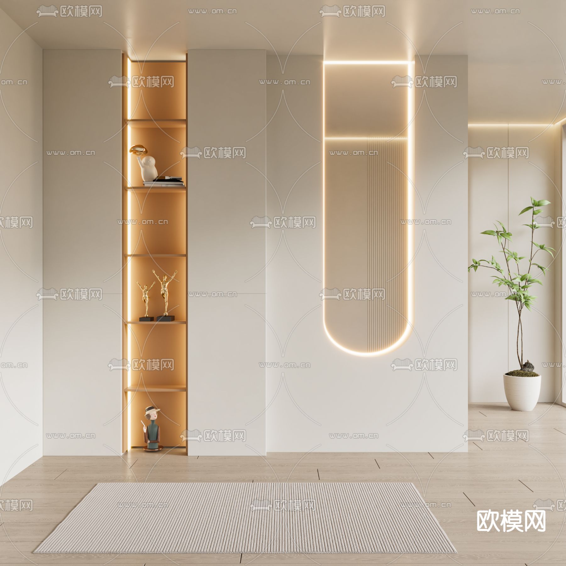 奶油风屏风 玄关隔断3d模型下载