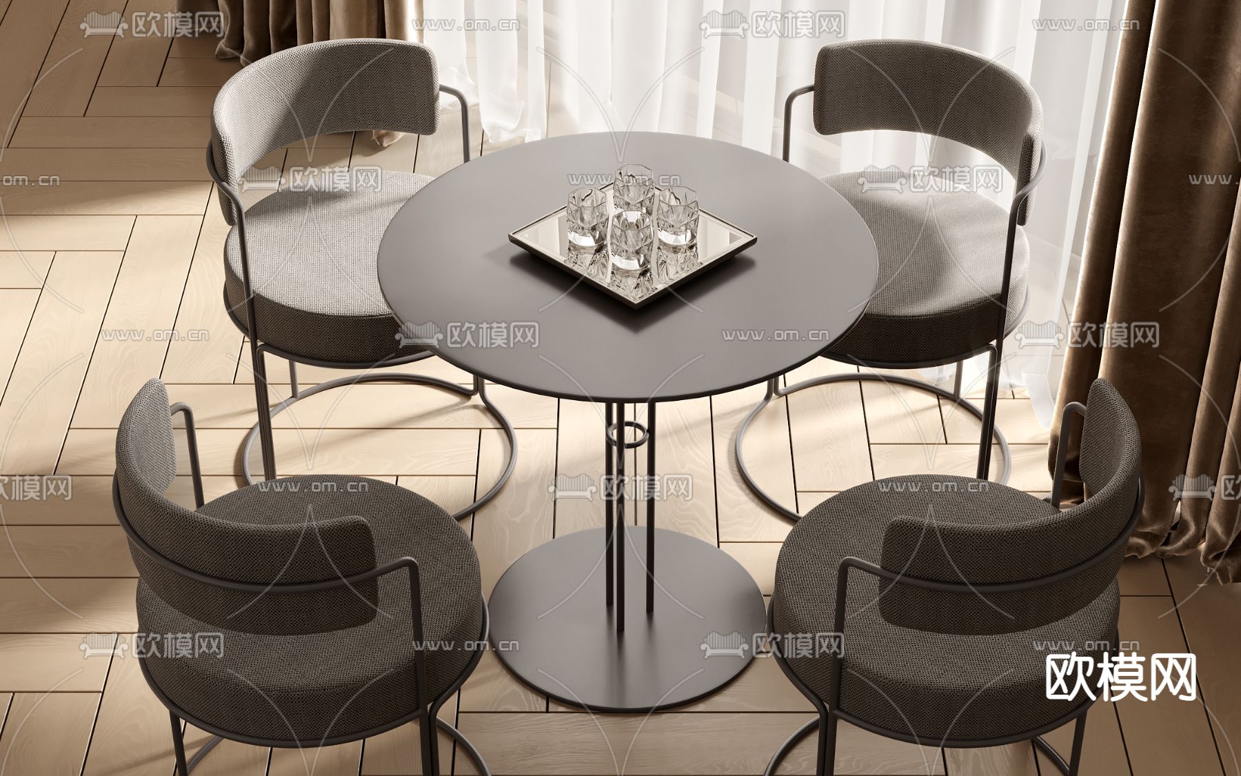 洽谈椅 休闲桌椅su模型下载（渲染图1）