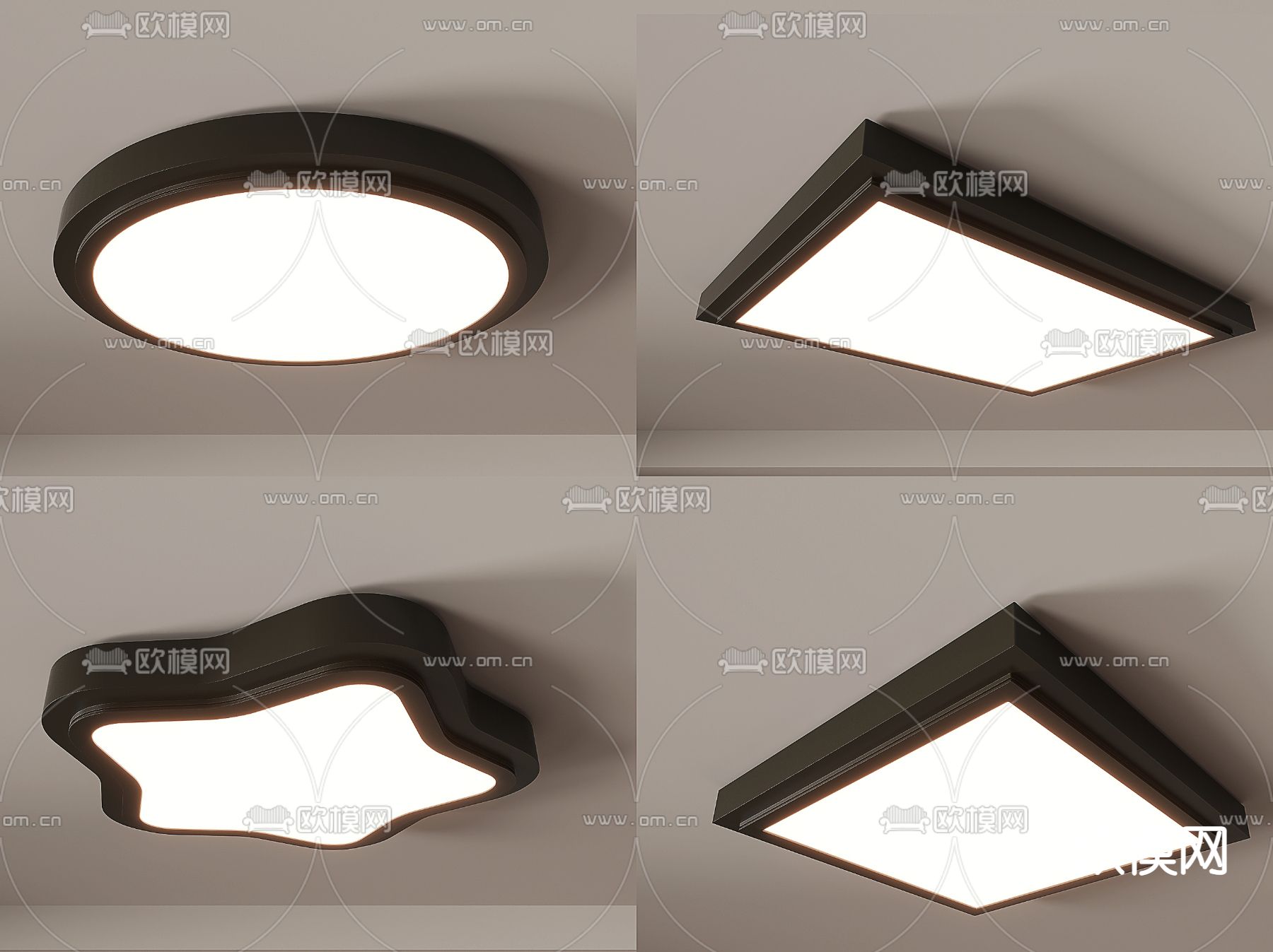 几何吸顶灯3d模型下载