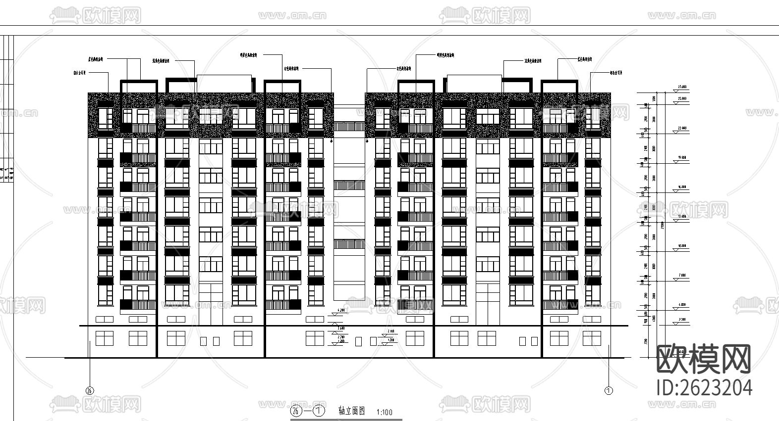 深圳金沙花园A栋CAD施工图下载（渲染图1）