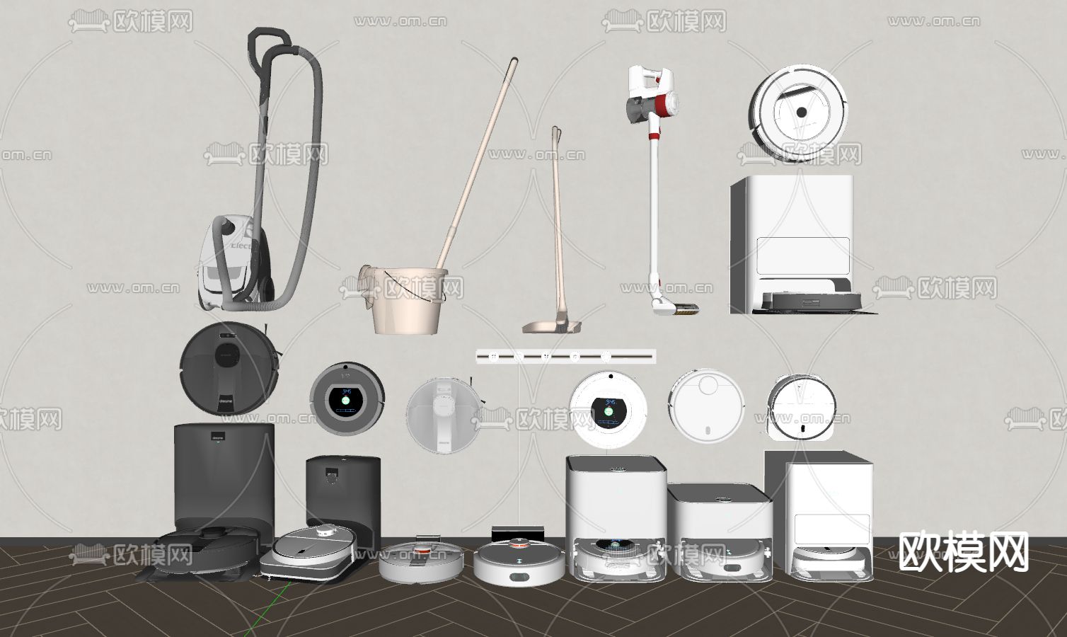 清洁器具 扫地机器人 拖把 吸尘器su模型