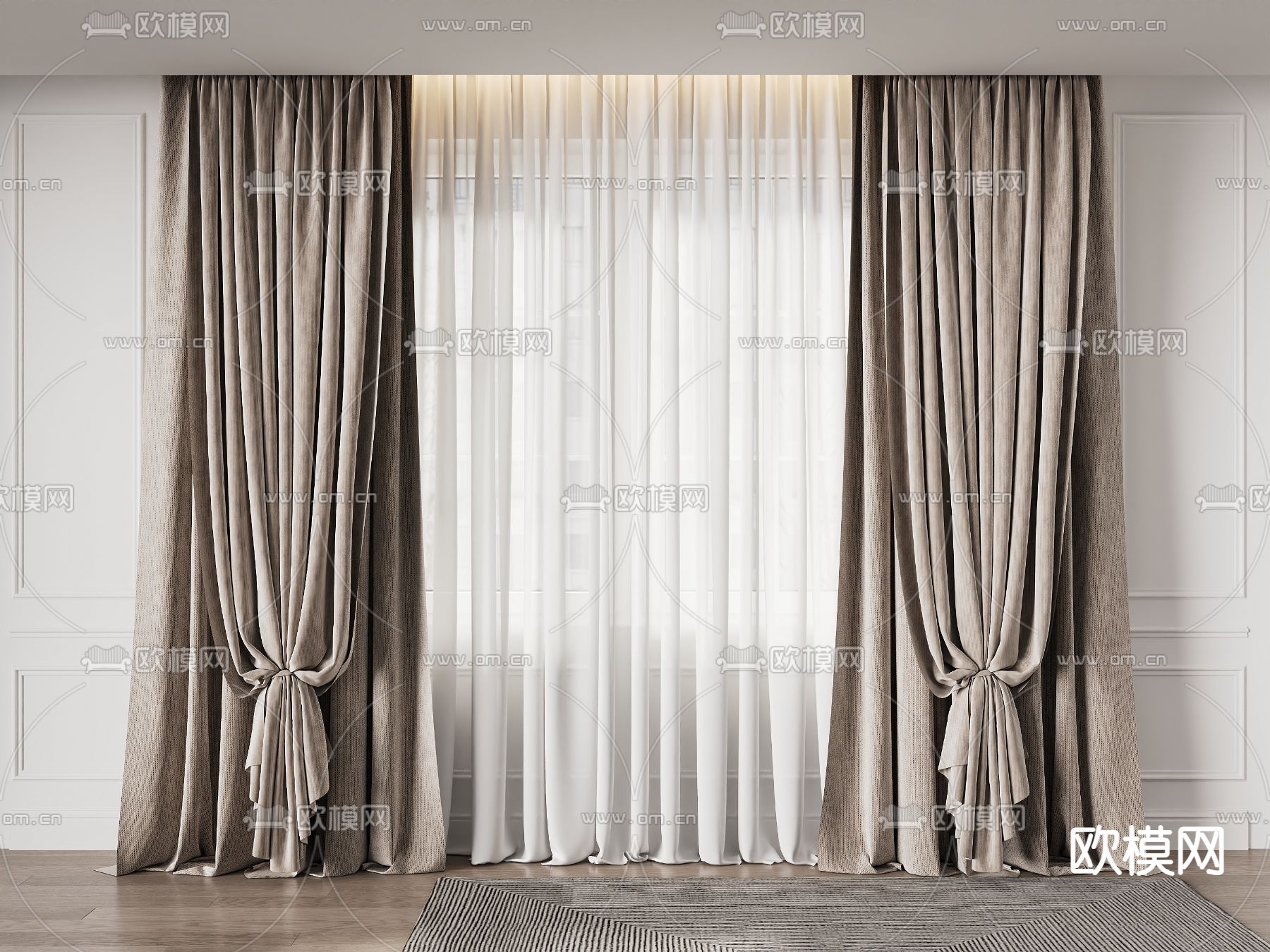 窗帘 纱帘3d模型下载