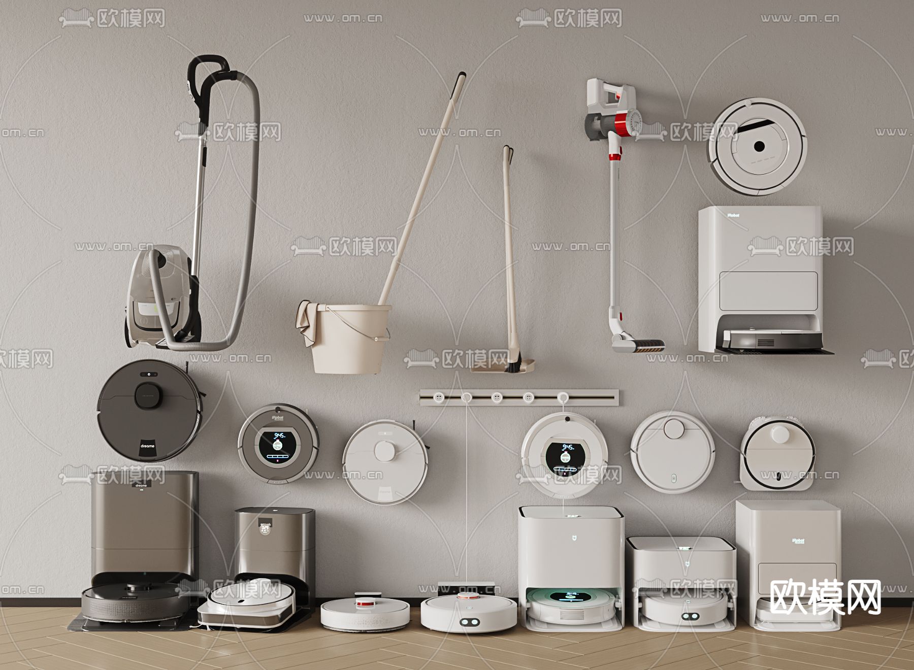 扫地机器人 吸尘器 拖把3d模型下载