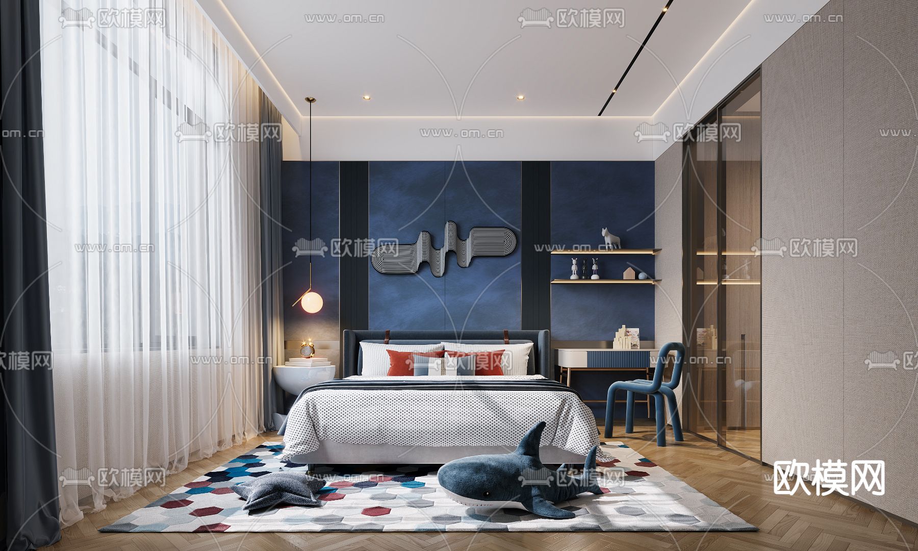 现代儿童房 男孩房3d模型下载