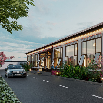 农家乐 山庄门头3d模型