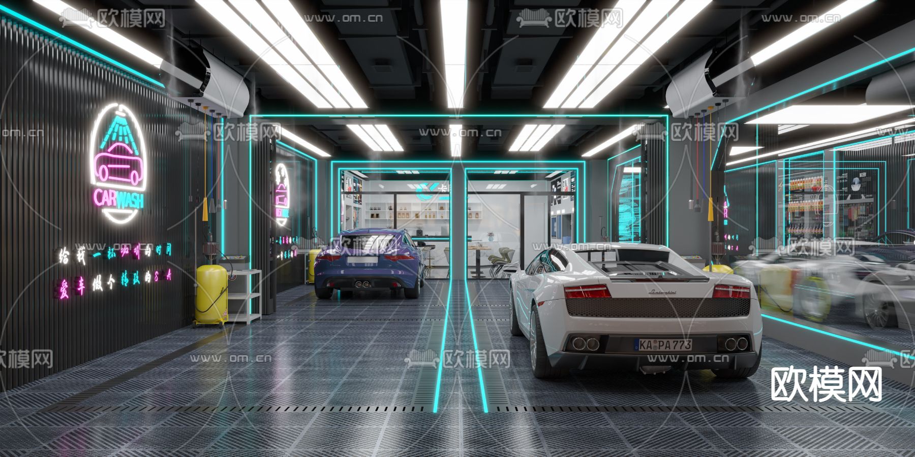 汽车养护中心 汽修店3d模型下载（渲染图3）