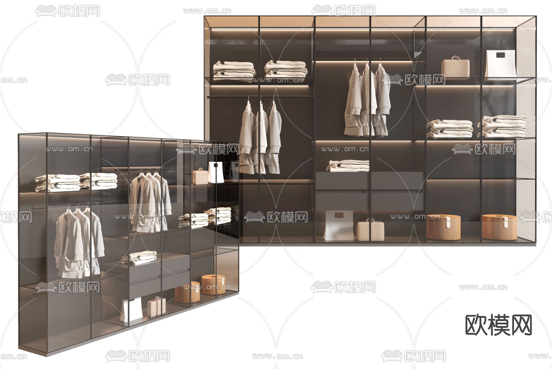 玻璃衣柜 衣橱3d模型下载