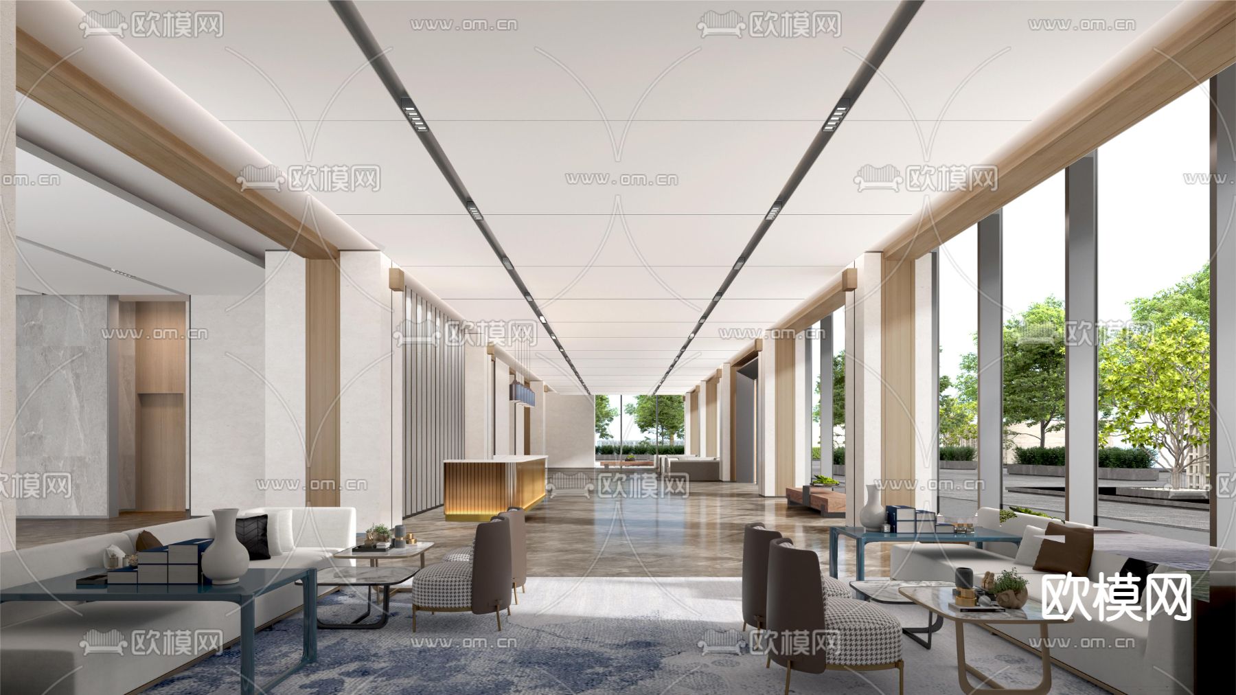 写字楼大堂3d模型下载