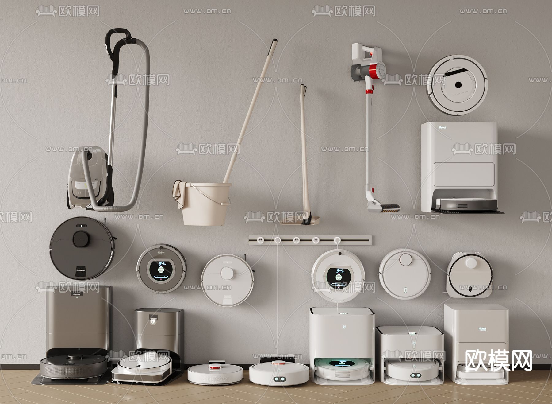 清洁器具 扫地机器人 拖把 吸尘器su模型