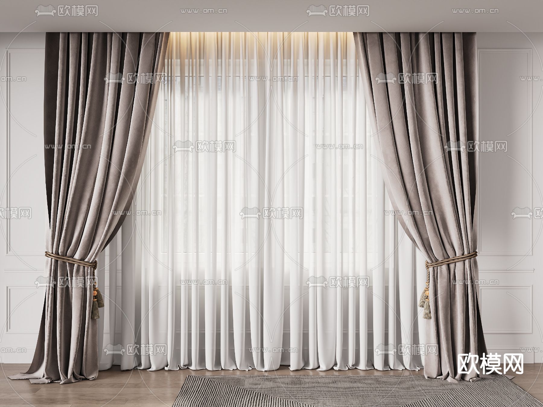 窗帘 纱帘3d模型下载