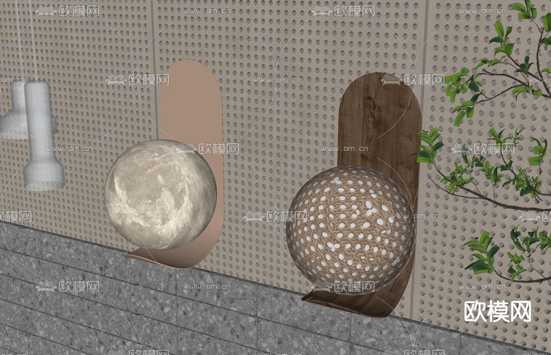 侘寂风壁灯su模型下载（渲染图2）