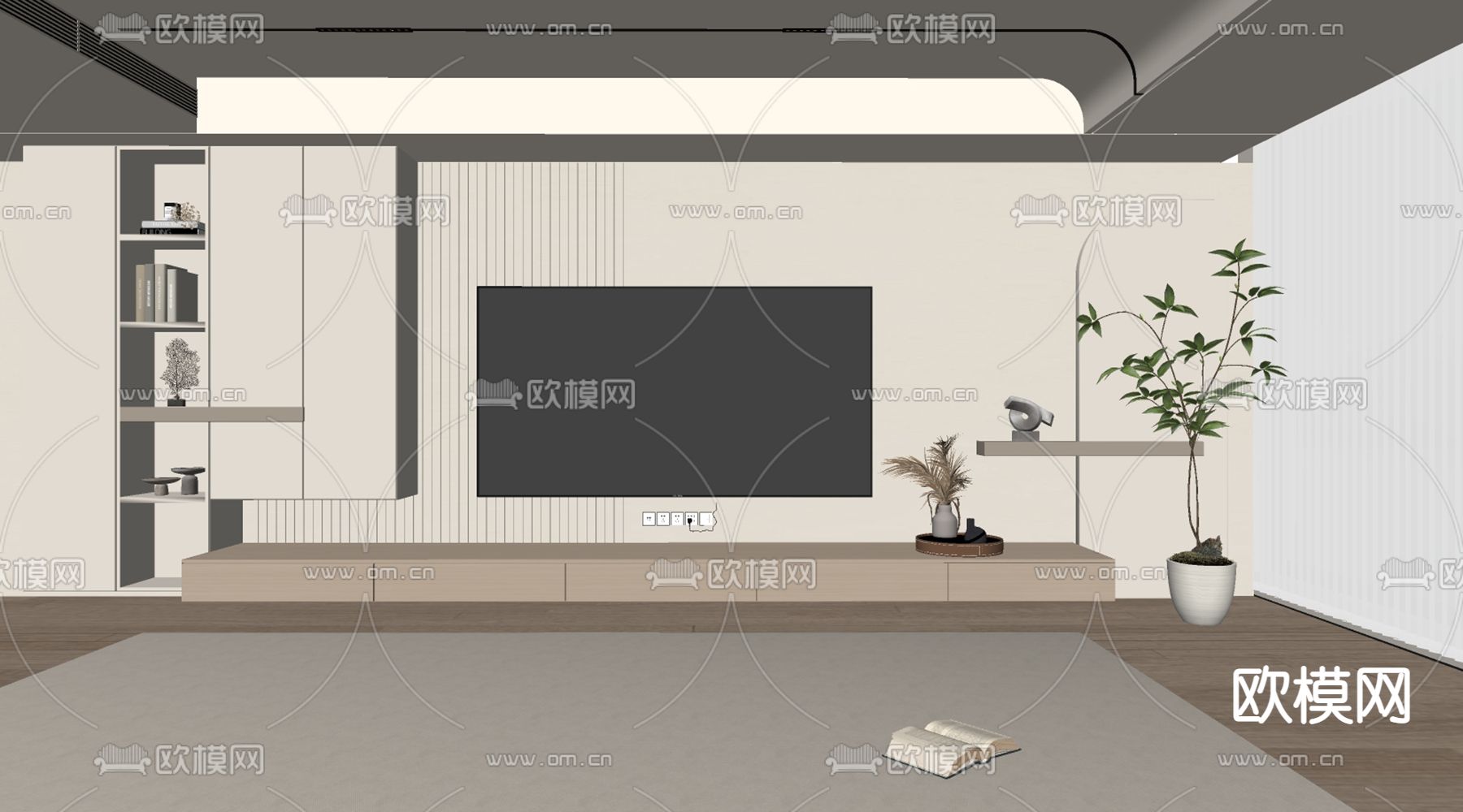 电视背景墙su模型