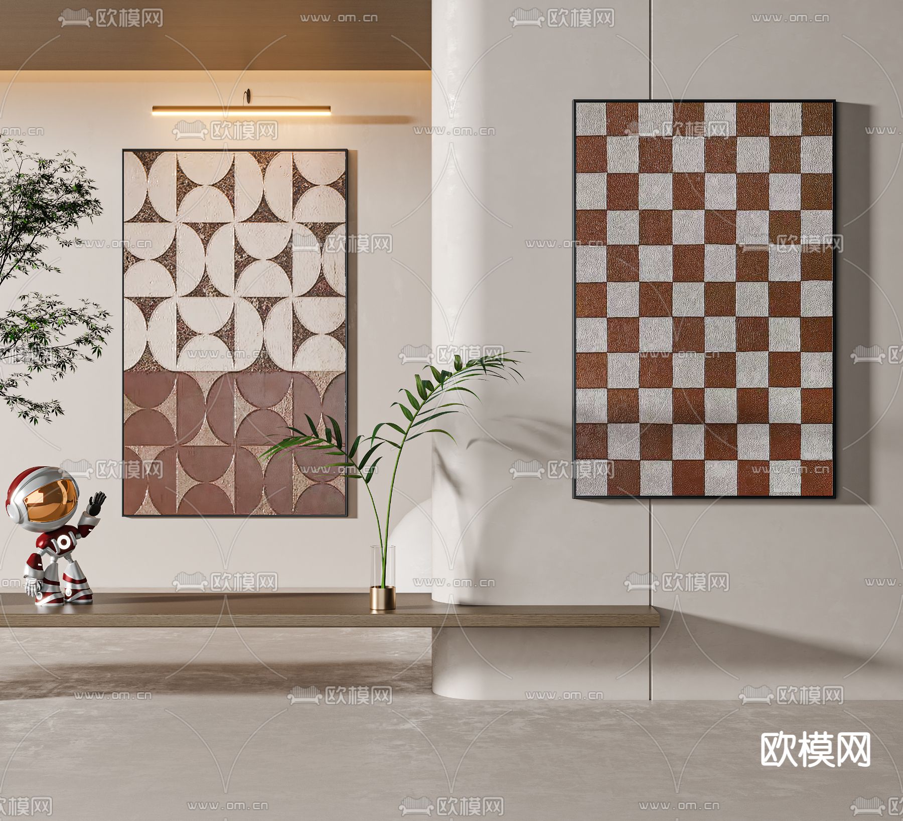 现代装饰画 抽象画 挂画3d模型下载