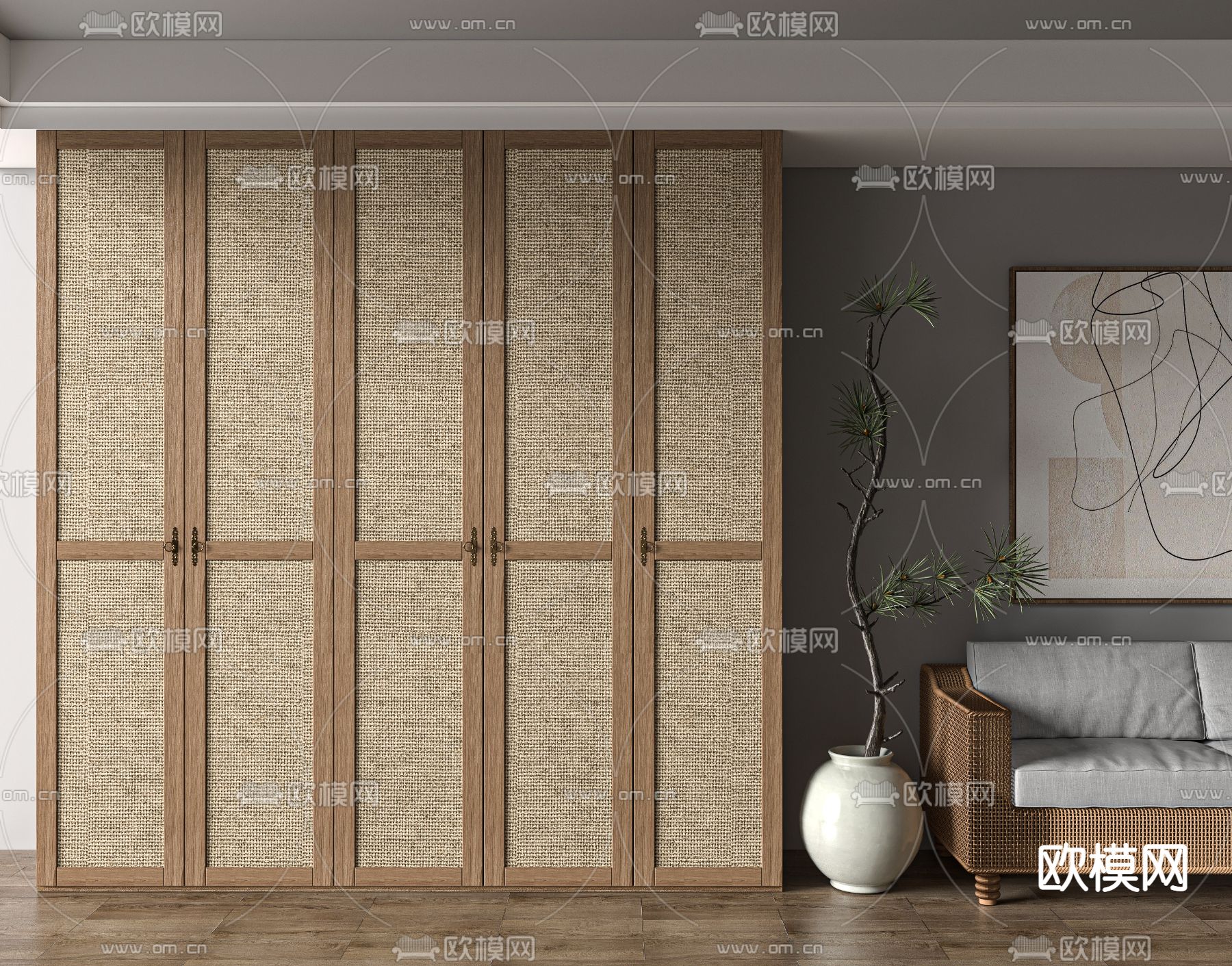 侘寂风衣柜 衣橱3d模型下载