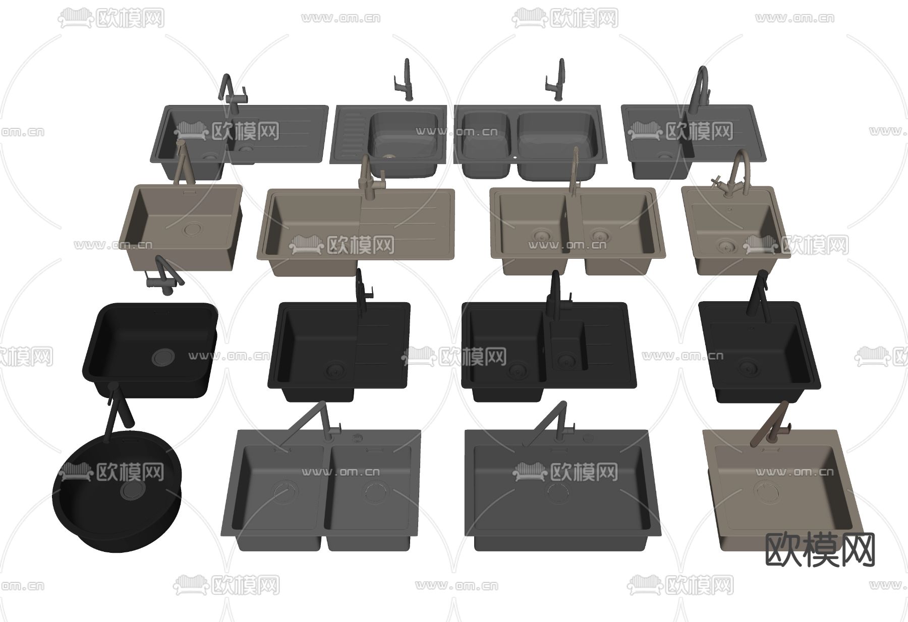 厨房器具 洗菜池 水槽su模型下载（渲染图2）
