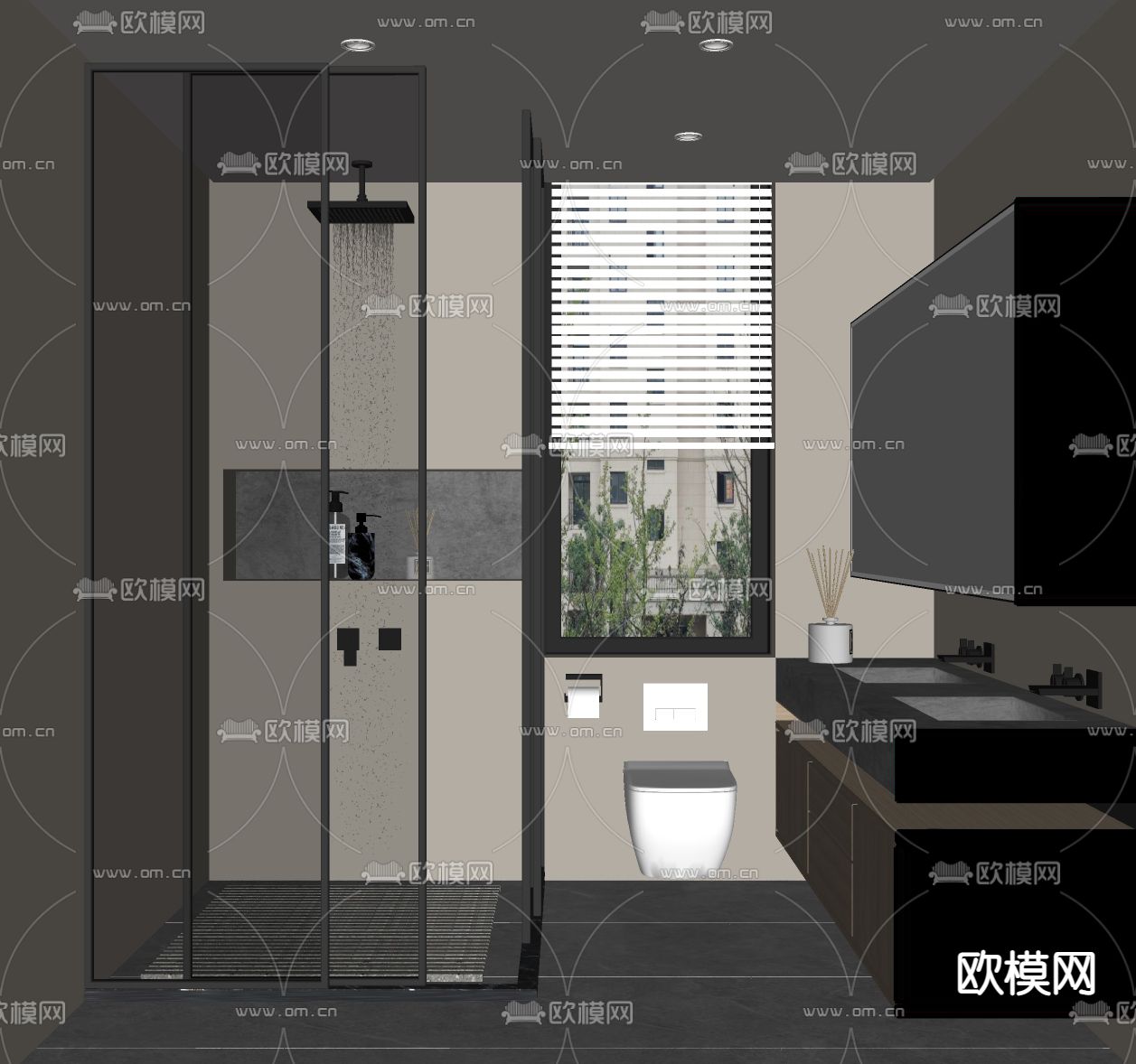 现代卫生间 浴室su模型下载（渲染图2）