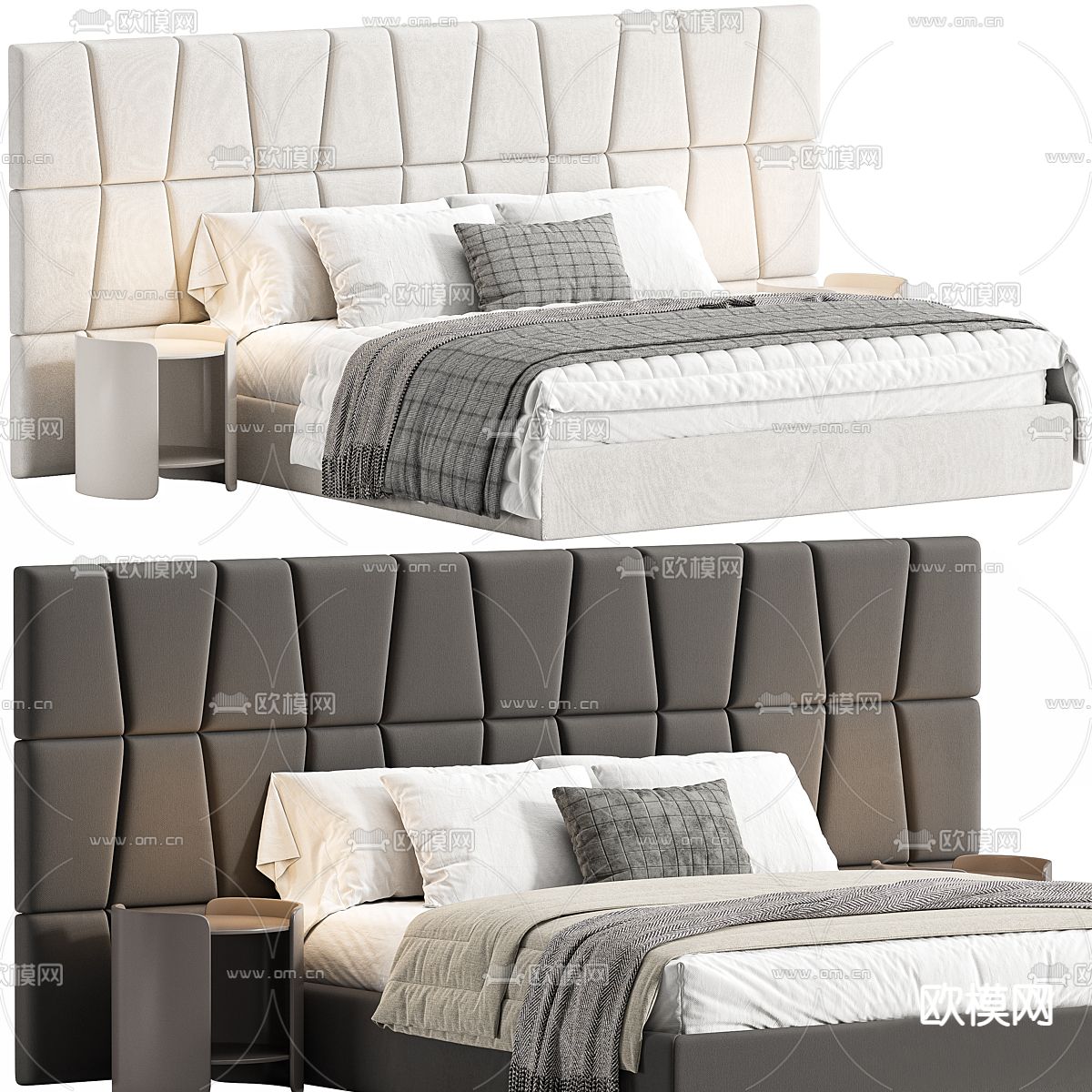 B&B 双人床3d模型下载（渲染图2）