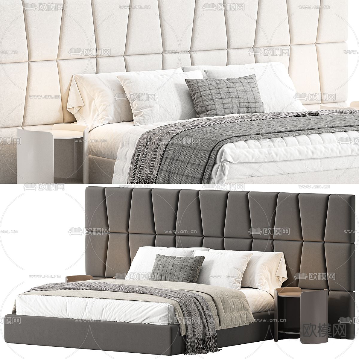 B&B 双人床3d模型下载（渲染图1）