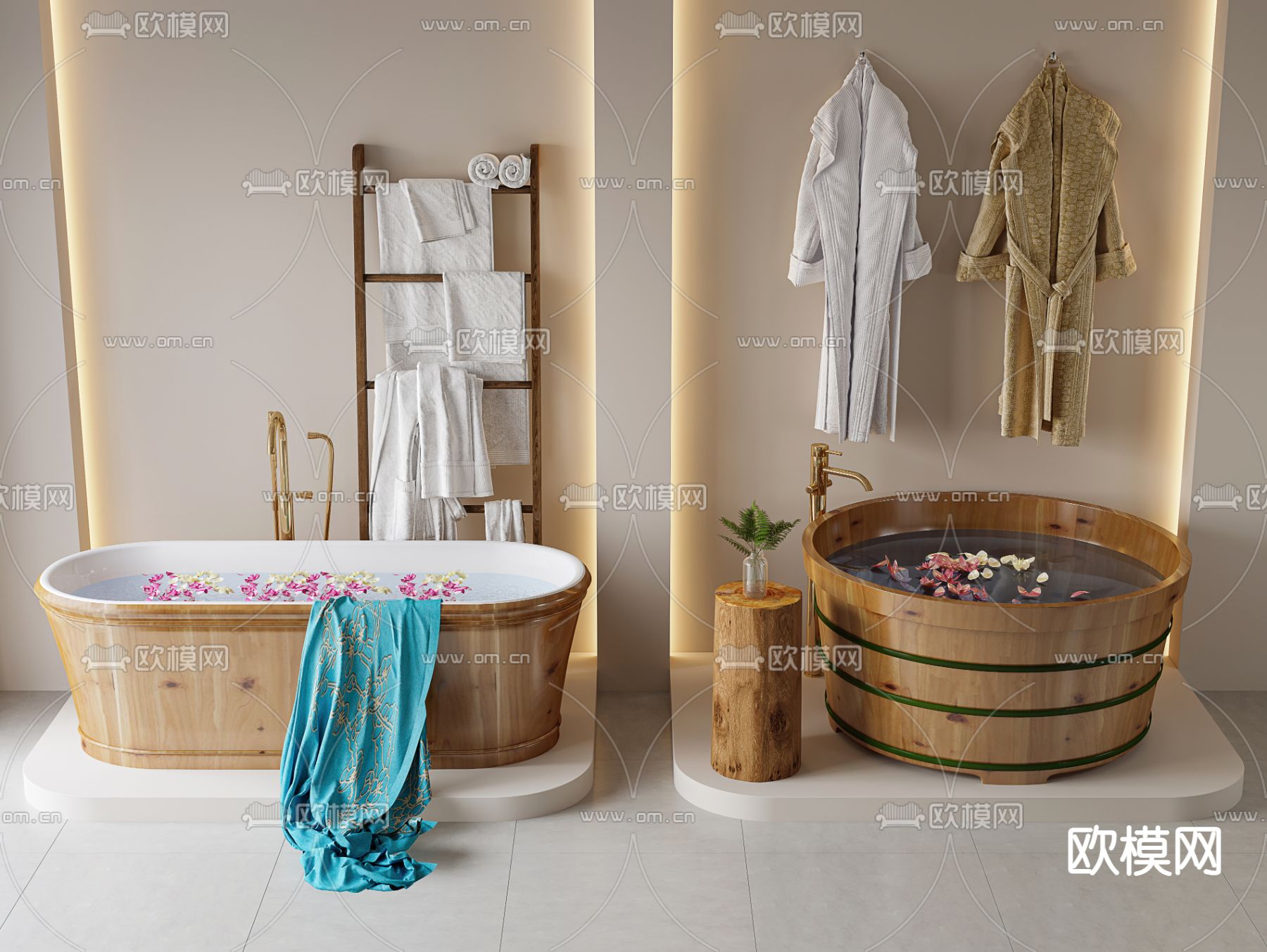 浴缸 木桶 浴盆3d模型下载