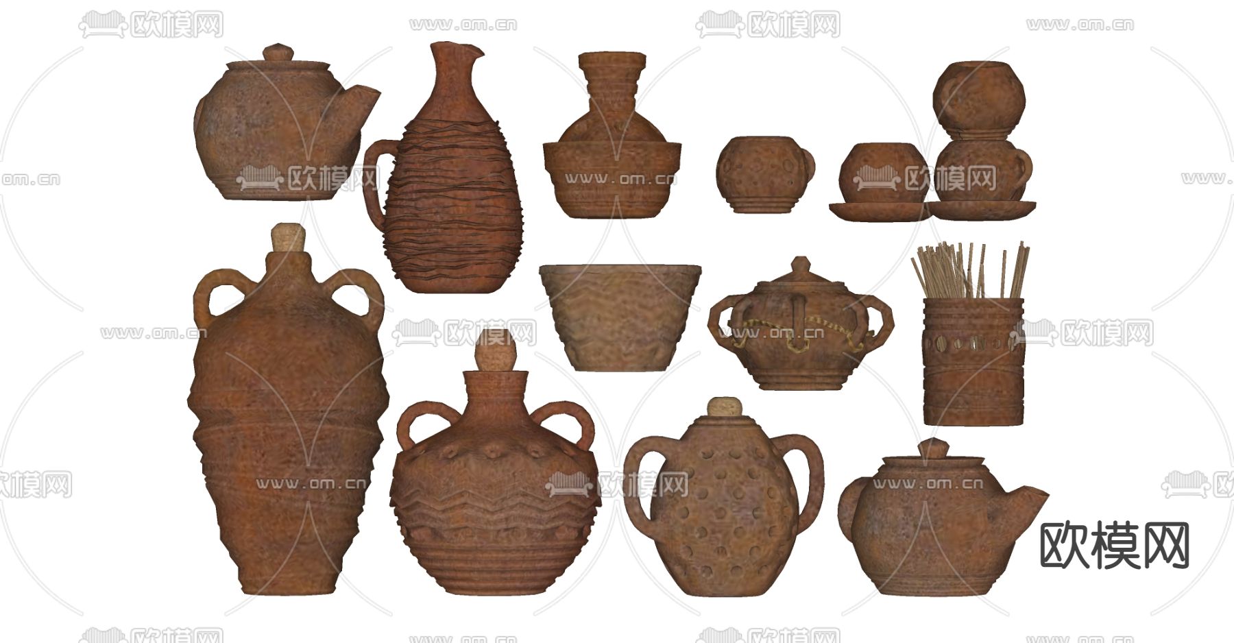 侘寂风陶罐 器皿su模型下载（渲染图2）