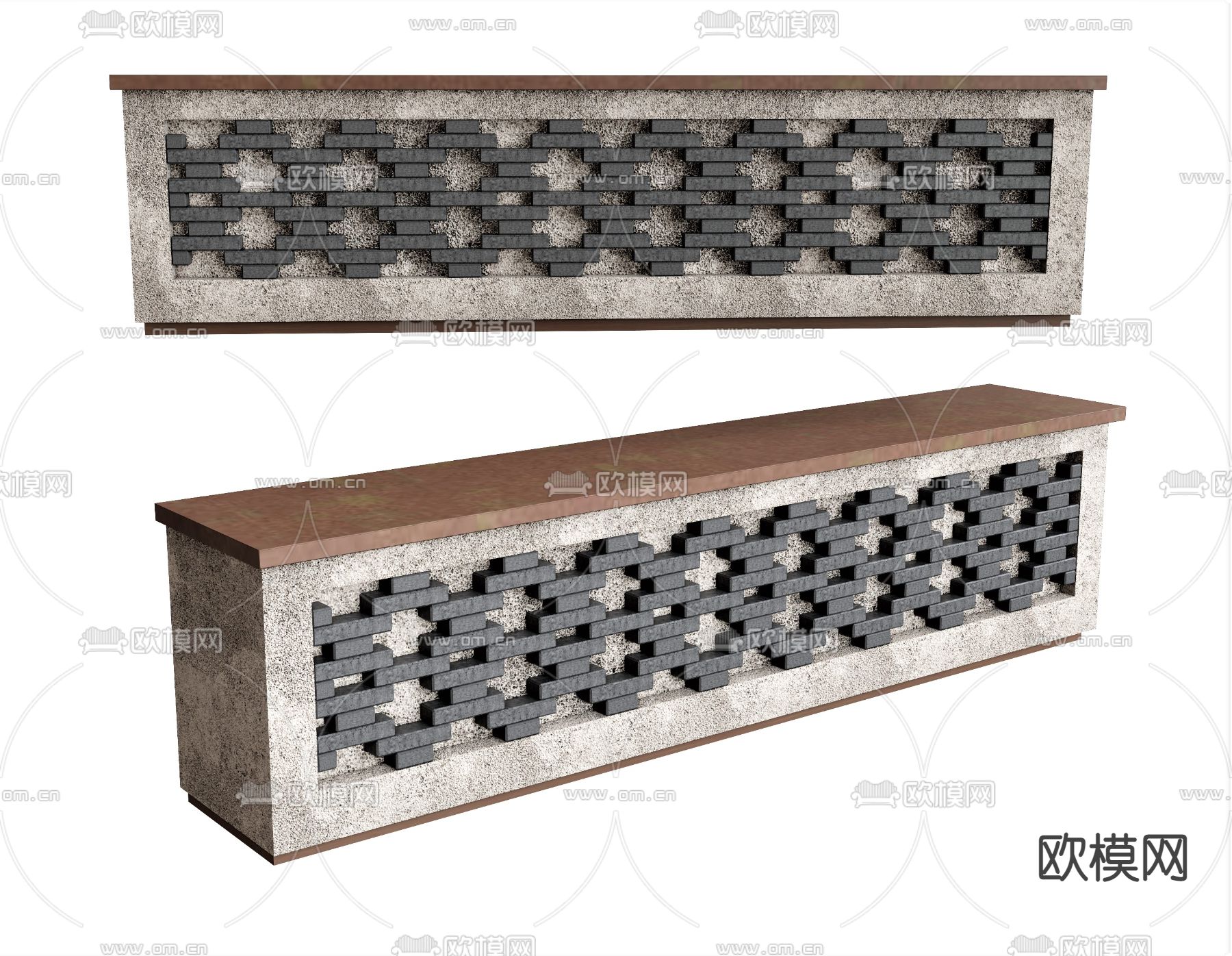 新中式前台 服务台 接待台su模型下载（渲染图1）