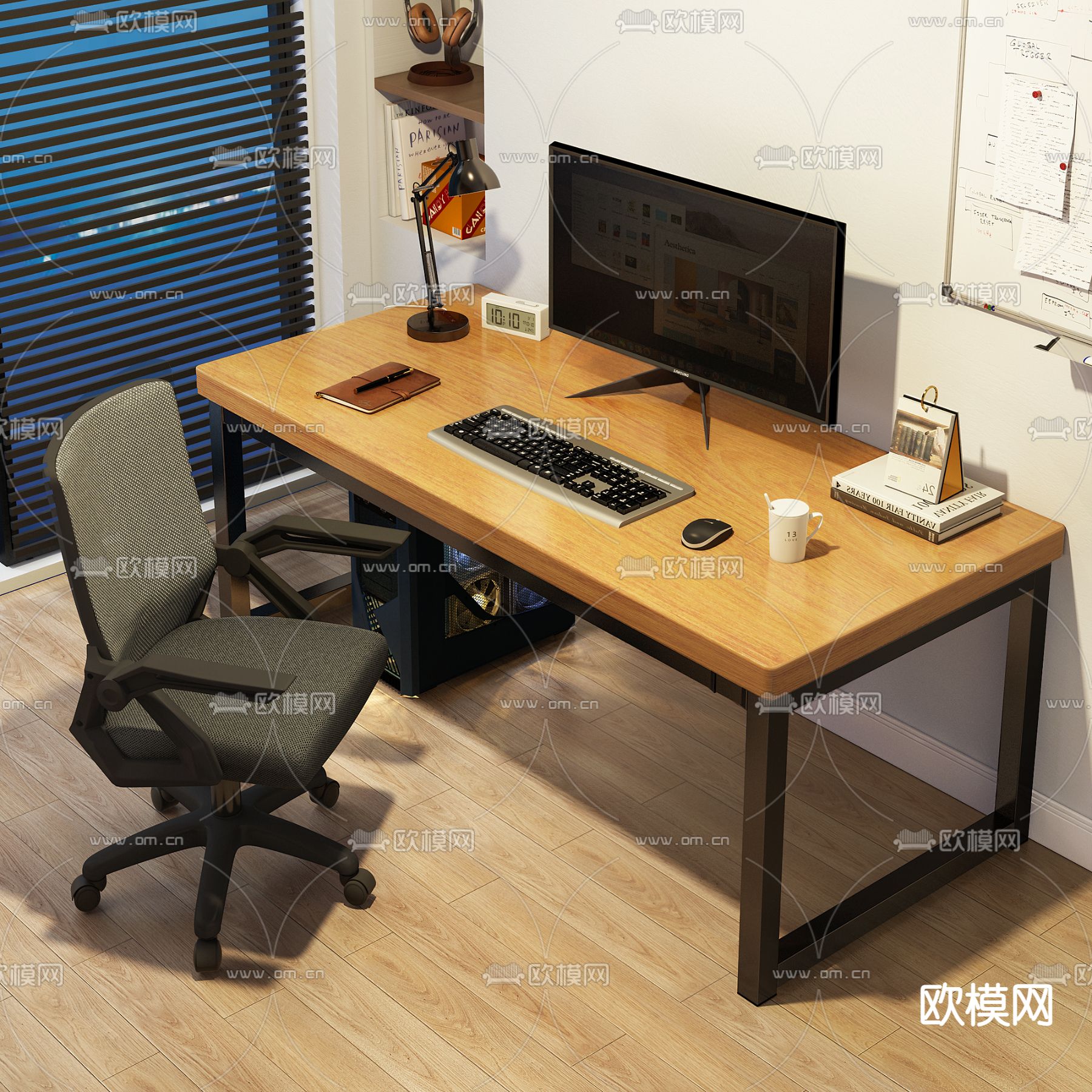 电脑桌 书桌3d模型下载