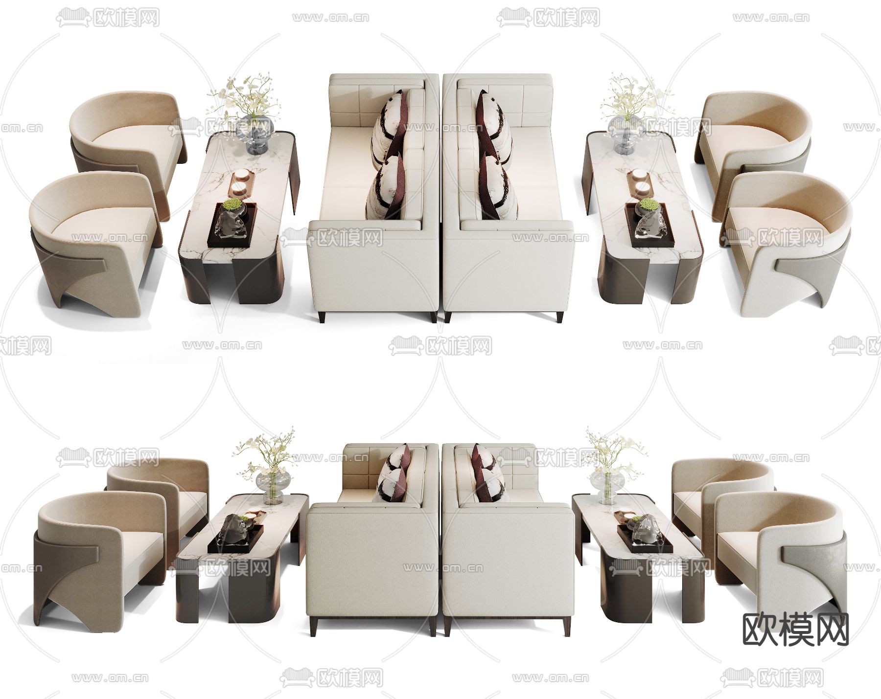 洽谈沙发 办公沙发su模型下载（渲染图1）