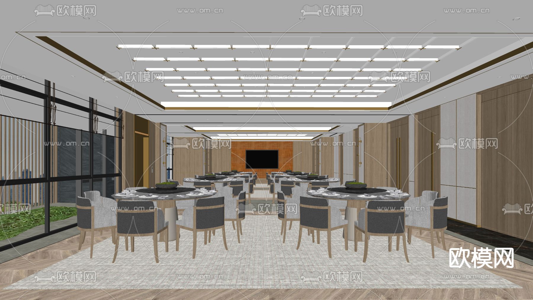 酒店宴会厅 餐厅包房3d模型下载（渲染图2）