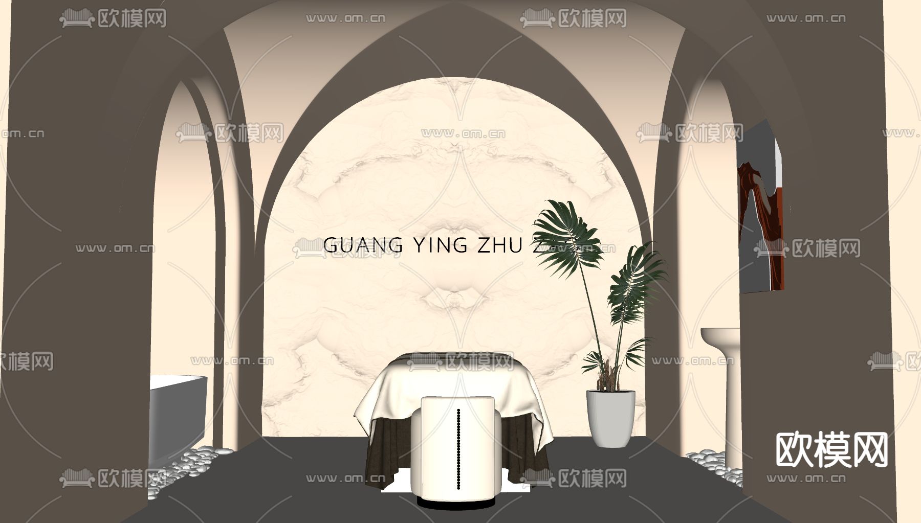 侘寂风SPA馆 护理房su模型下载（渲染图2）