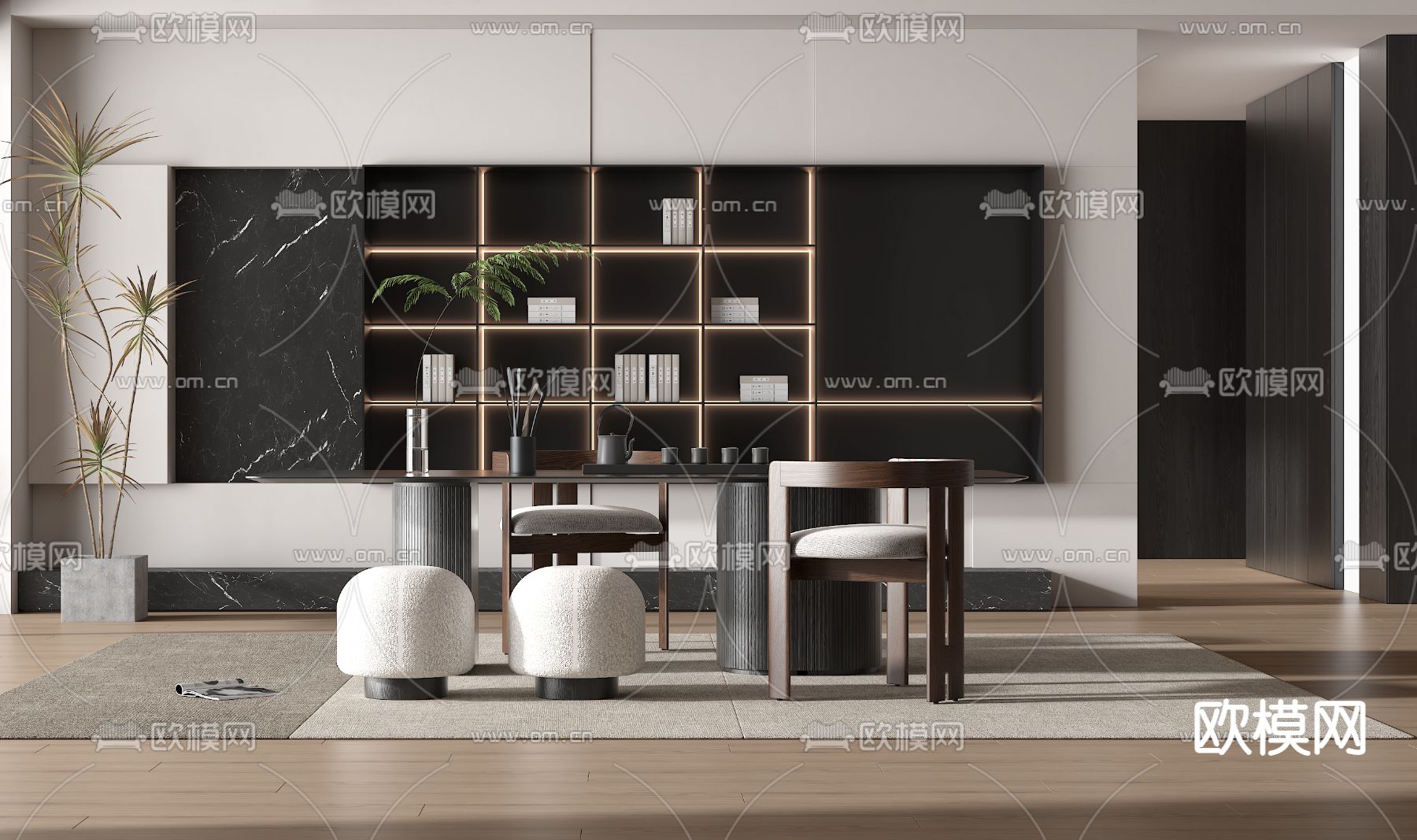 现代茶室3d模型下载（渲染图3）