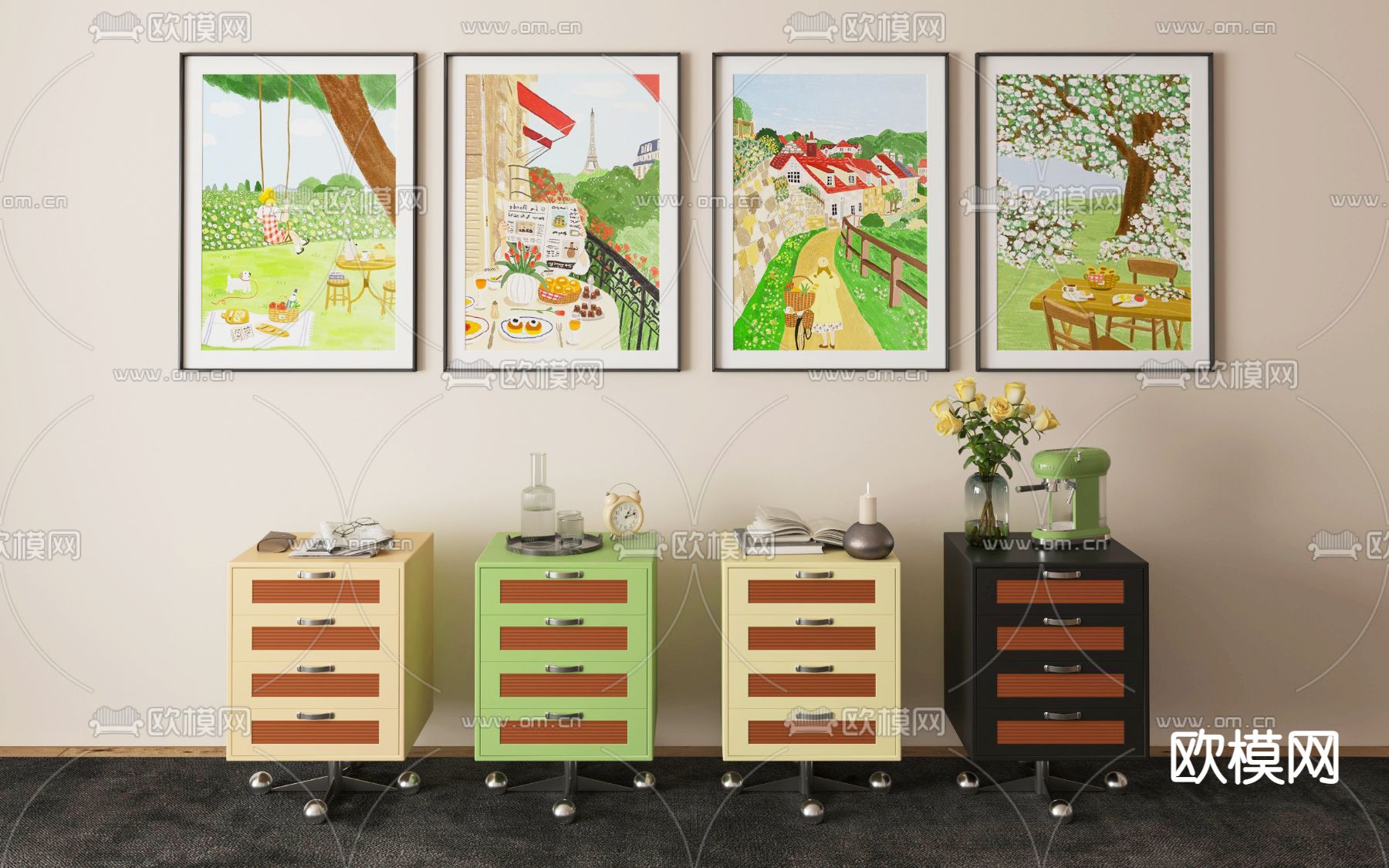 装饰柜 边柜 置物柜3d模型下载