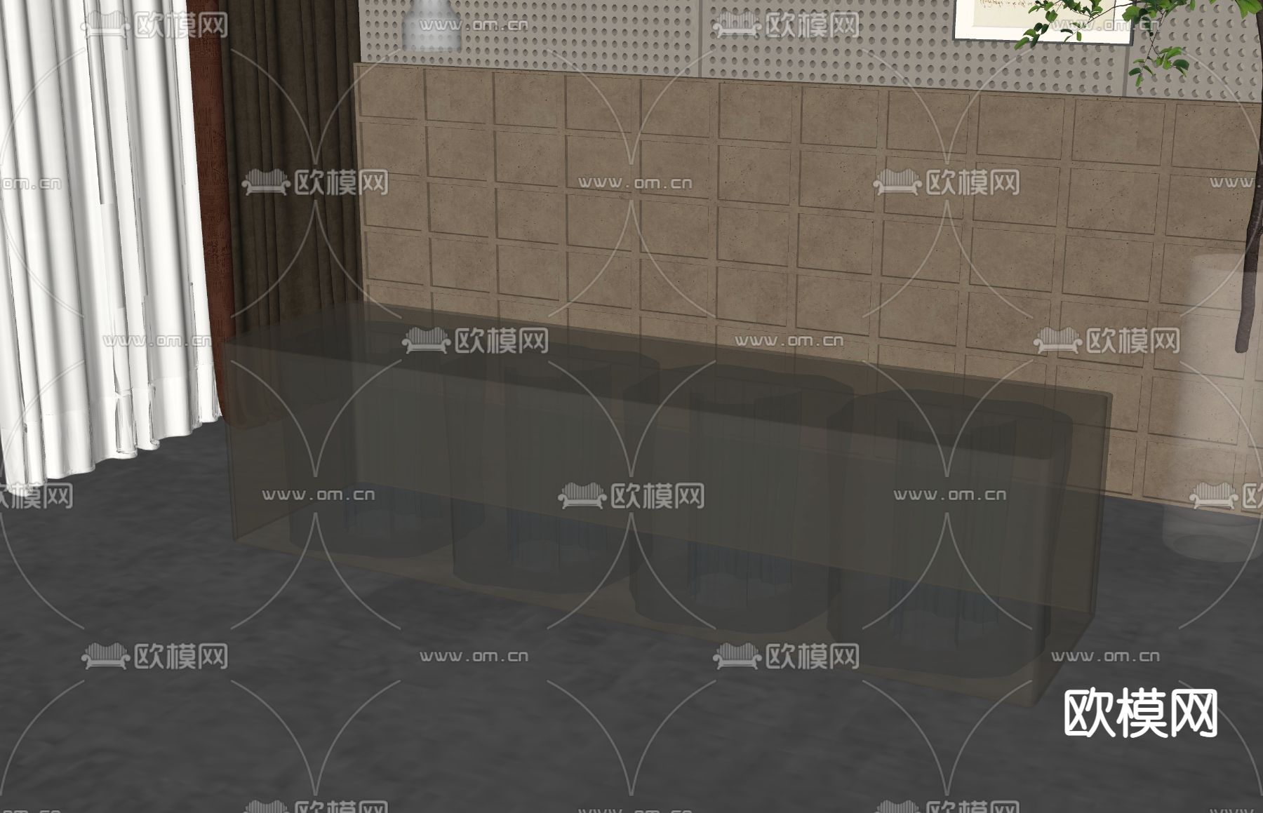 亚克力长凳 凳子su模型下载（渲染图2）