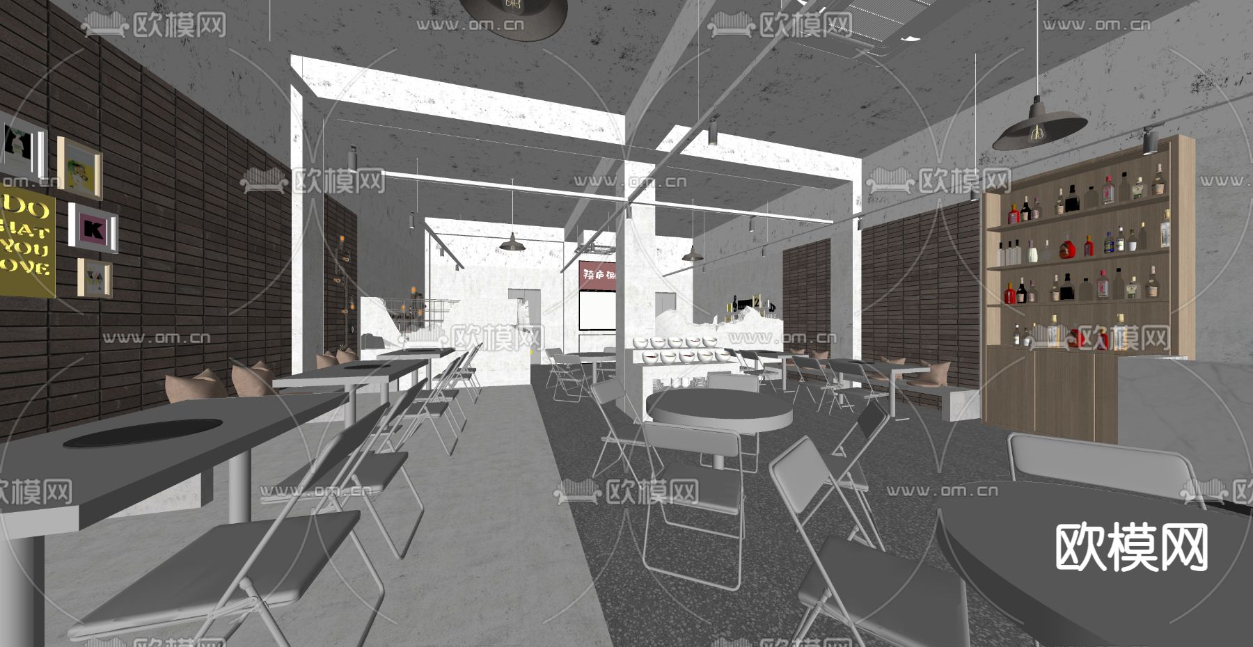 战后风火锅店su模型下载（渲染图2）