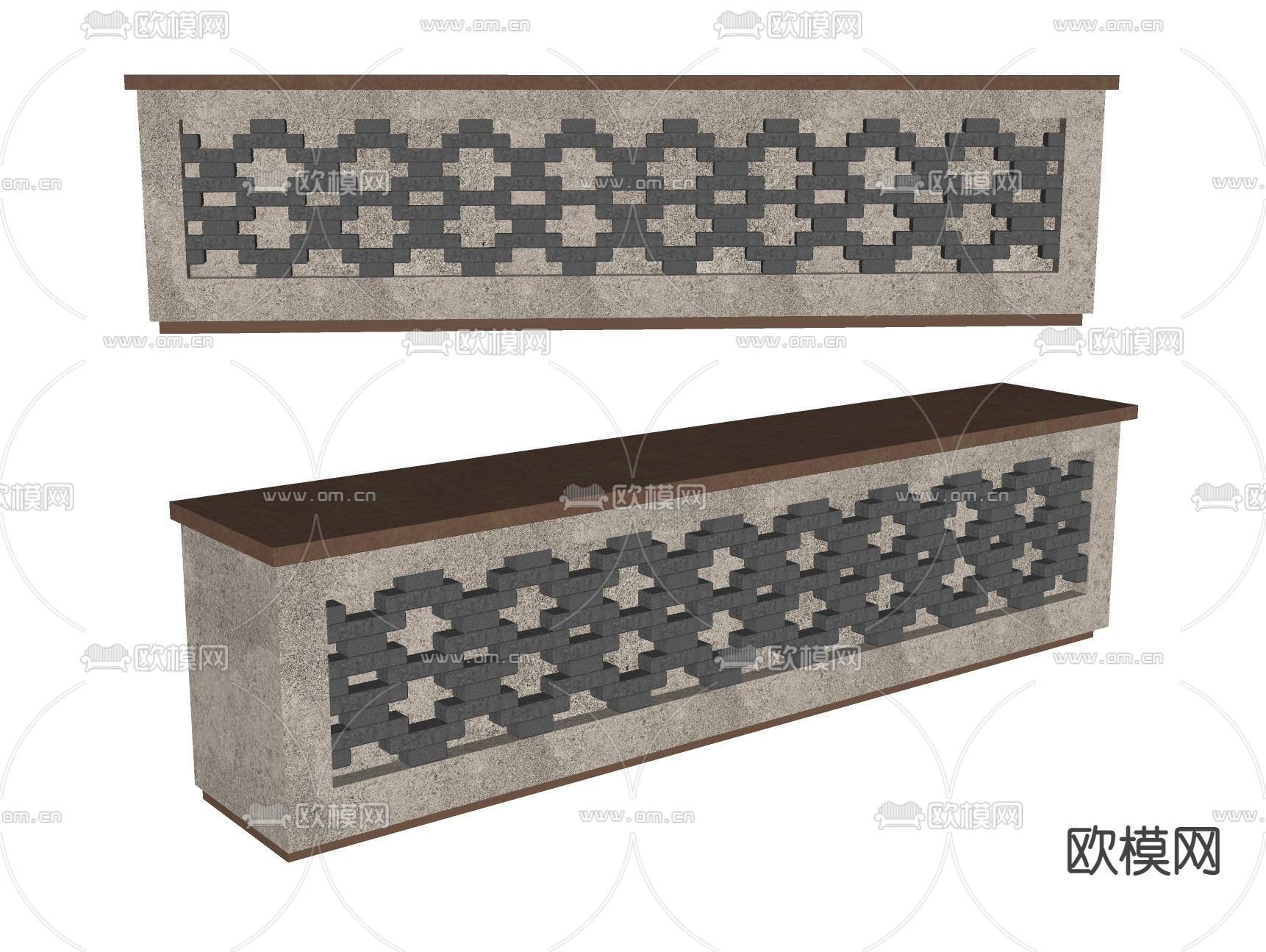 新中式前台 服务台 接待台su模型下载（渲染图2）