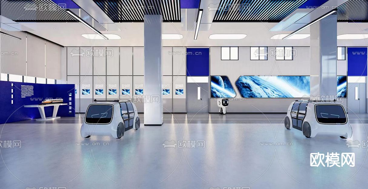 现代科技展厅su模型下载（渲染图2）