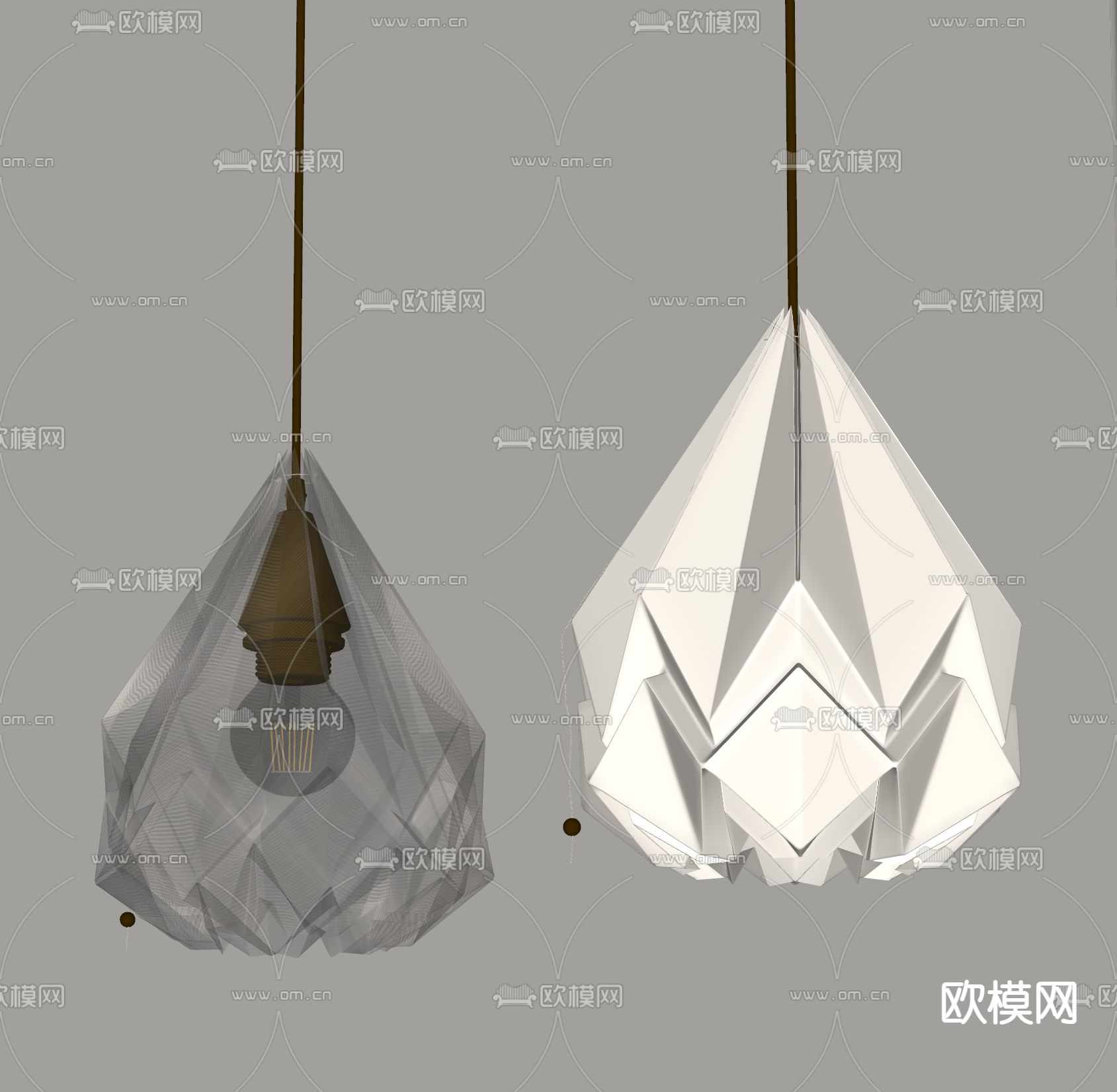 轻奢吊灯 餐厅灯su模型下载（渲染图2）