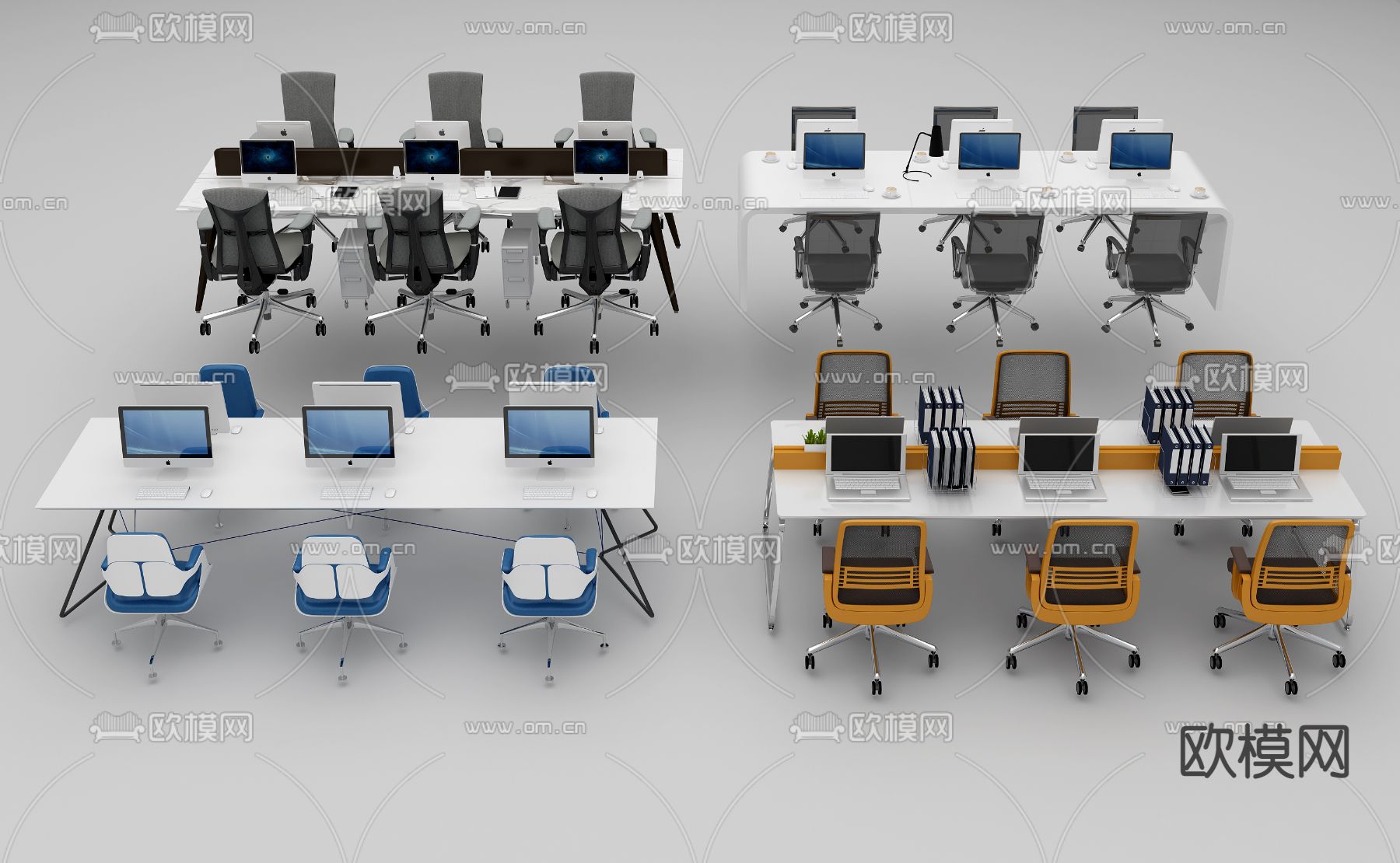 办公桌椅3d模型下载_ID14072352_3dmax免费模型-欧模网