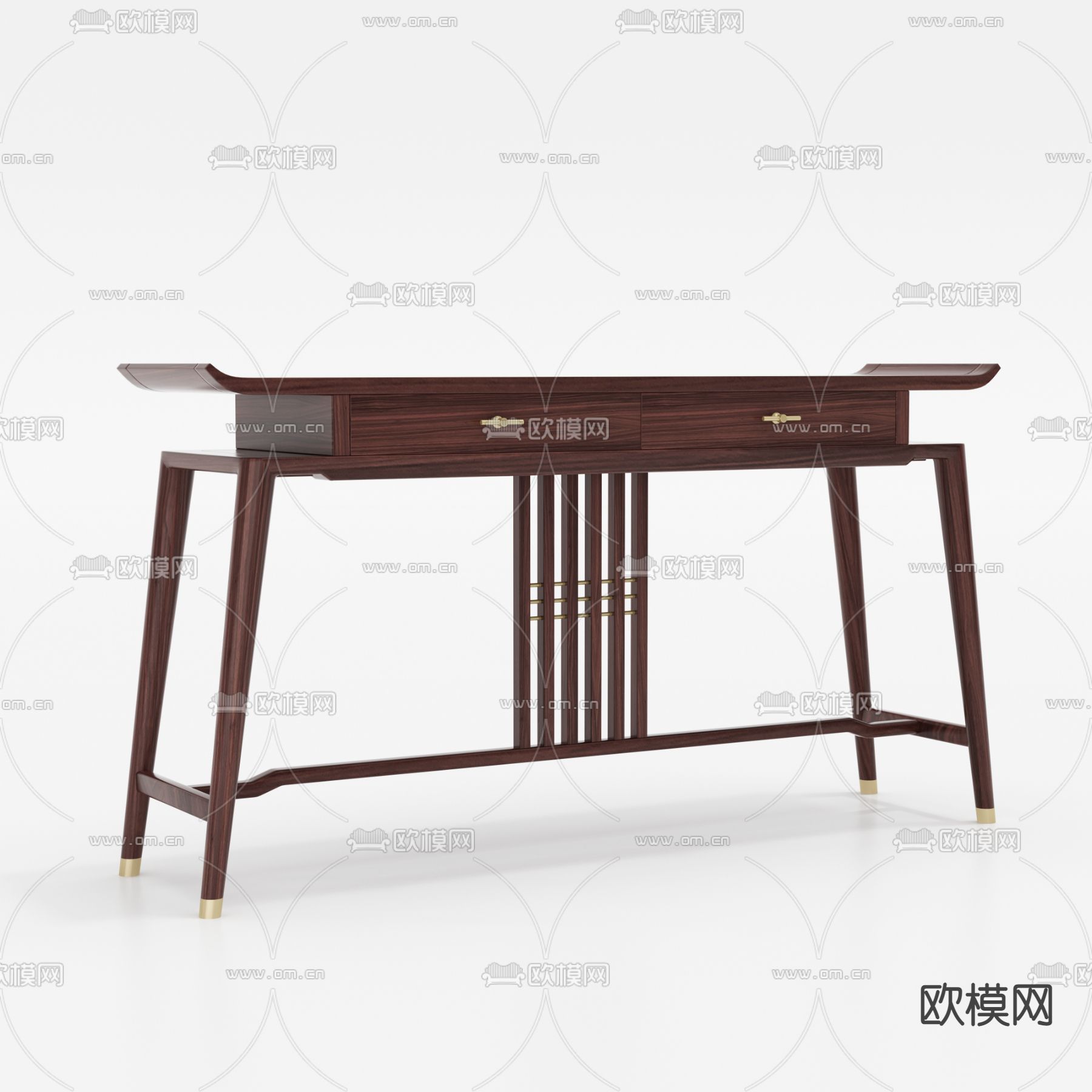 新中式端景柜 条案3d模型下载（渲染图2）