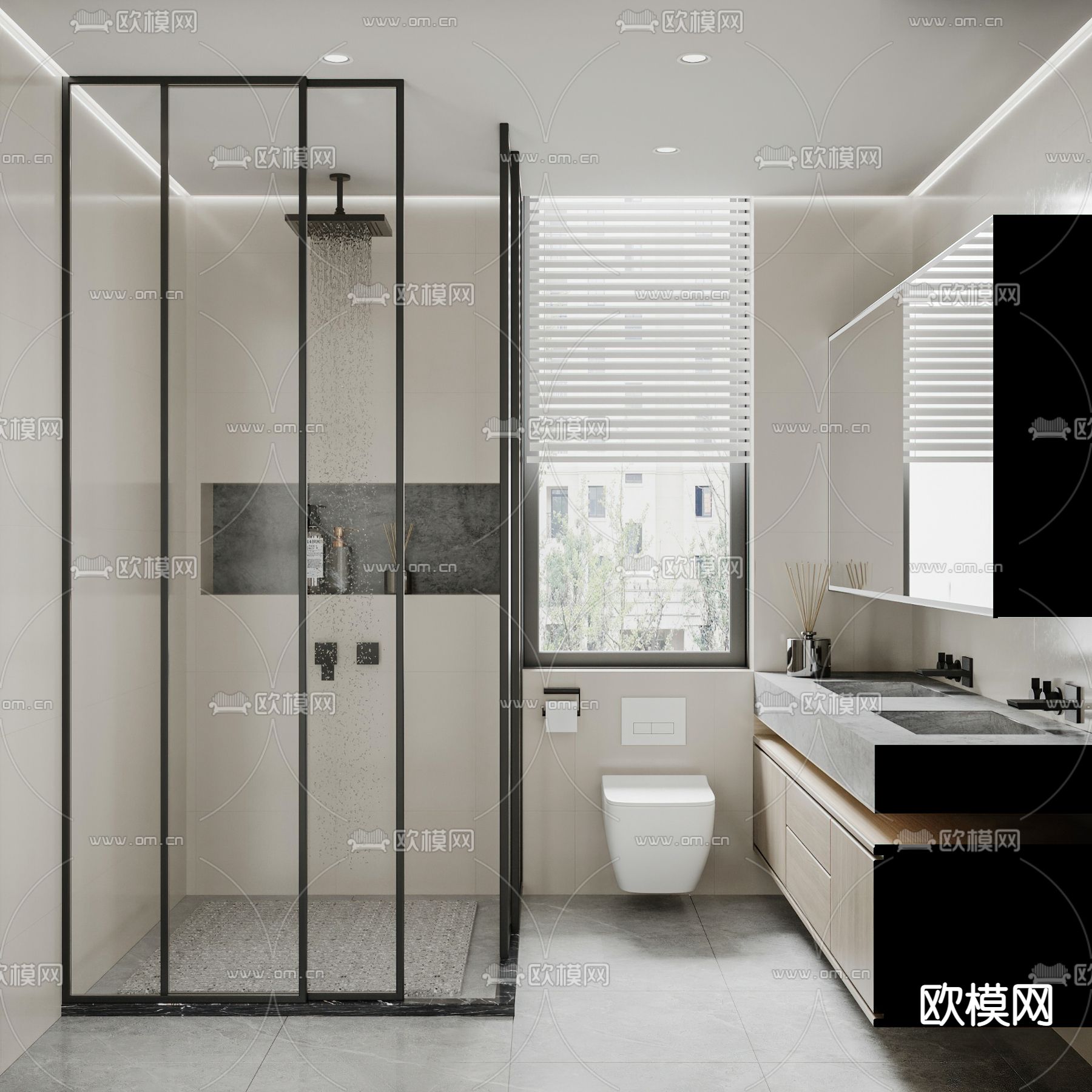 现代卫生间 浴室su模型下载（渲染图1）