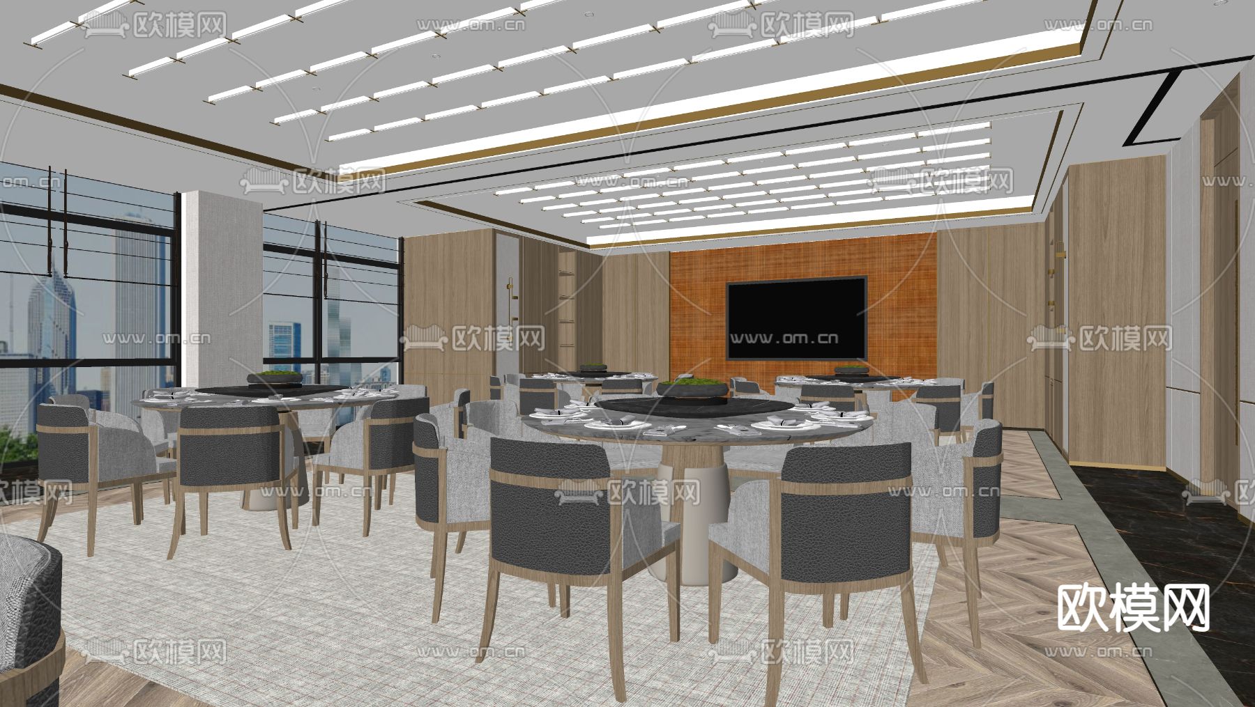 酒店宴会厅 餐厅包房3d模型下载（渲染图3）