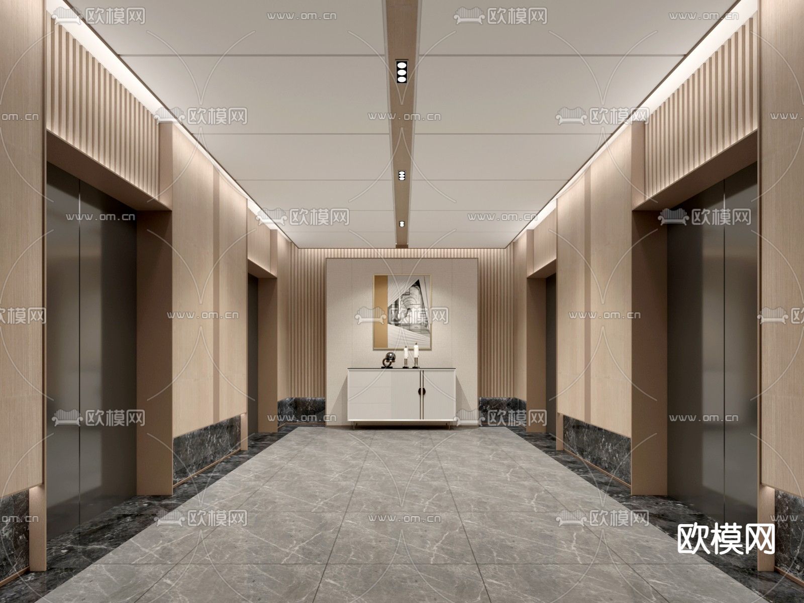 电梯间 过道su模型下载（渲染图1）