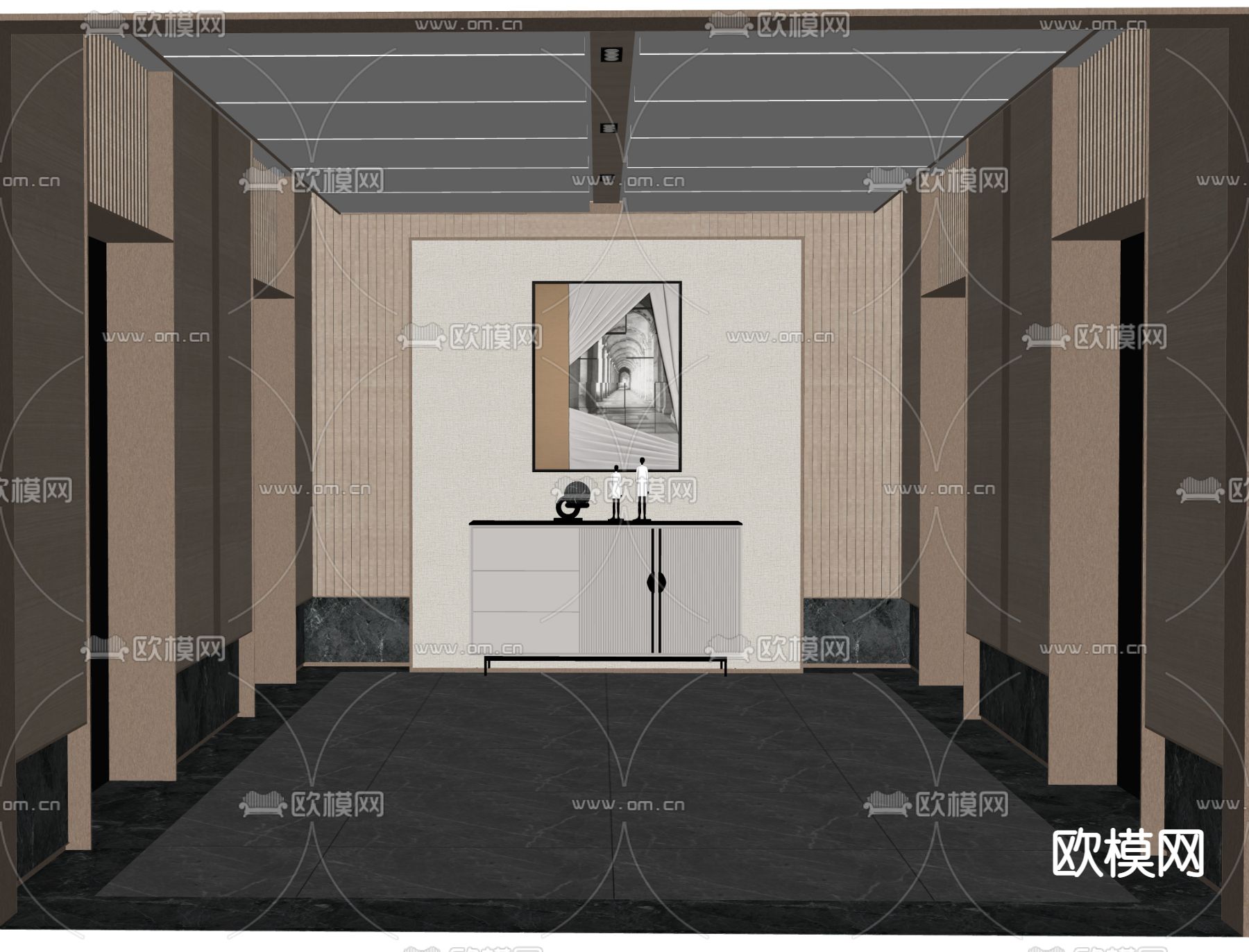 电梯间 过道su模型下载（渲染图2）