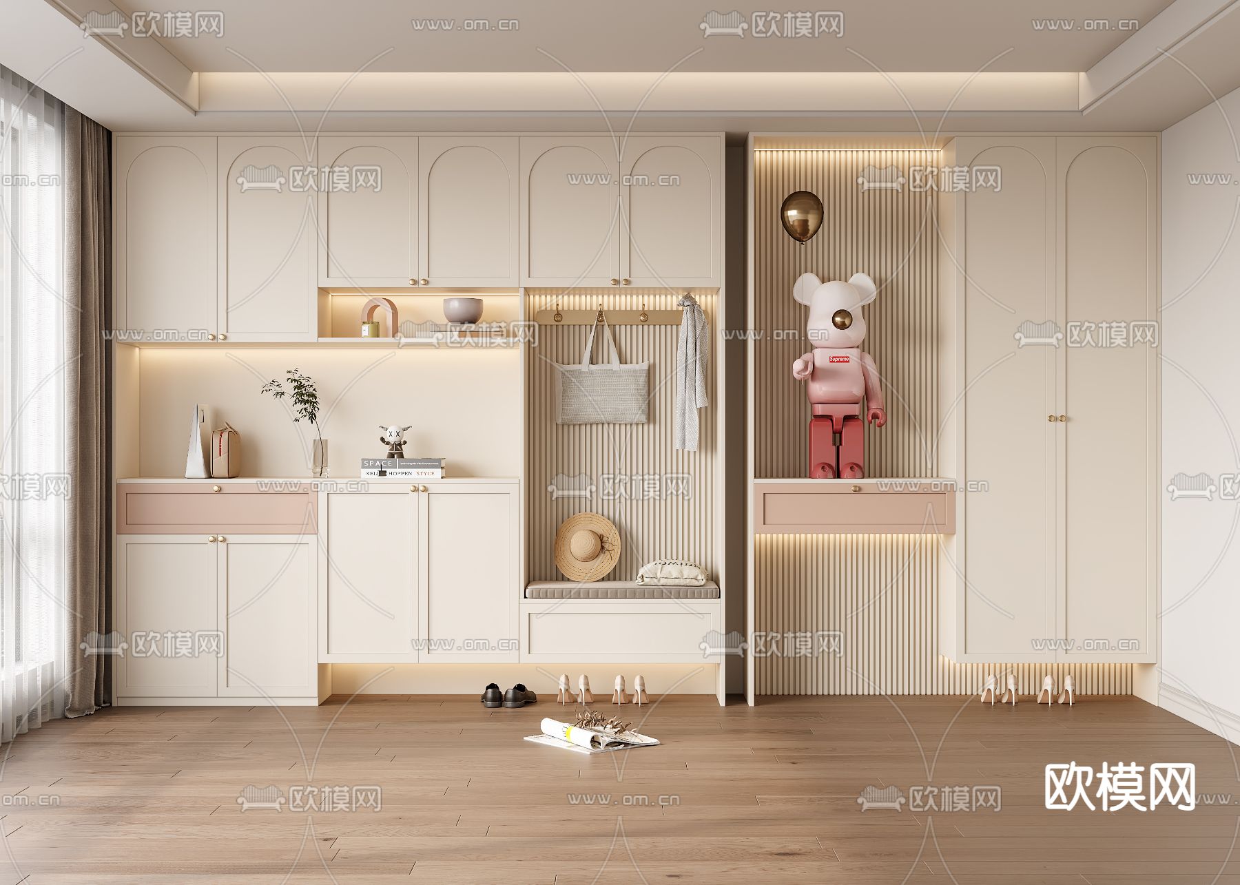 法式鞋柜 鞋帽柜su模型下载（渲染图1）