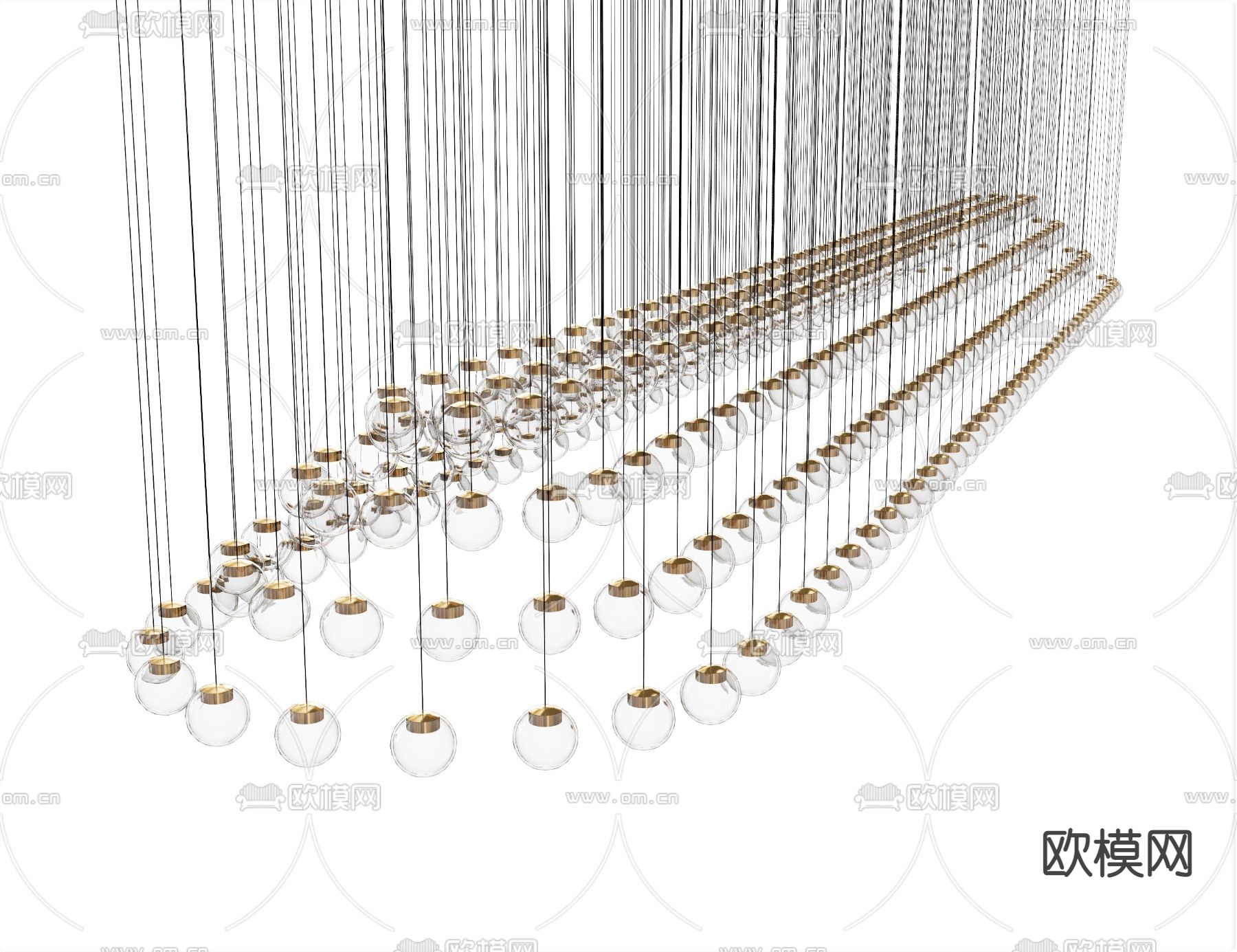 玻璃泡吊灯 大堂灯 装饰灯su模型下载（渲染图1）