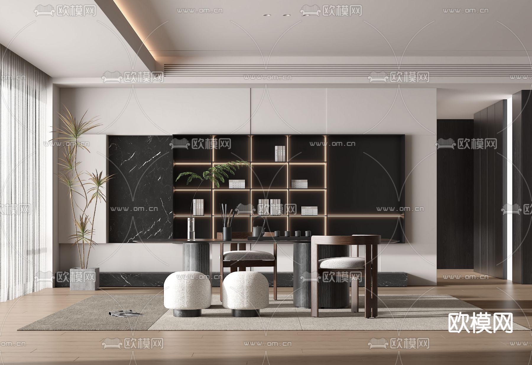 现代茶室3d模型下载（渲染图1）